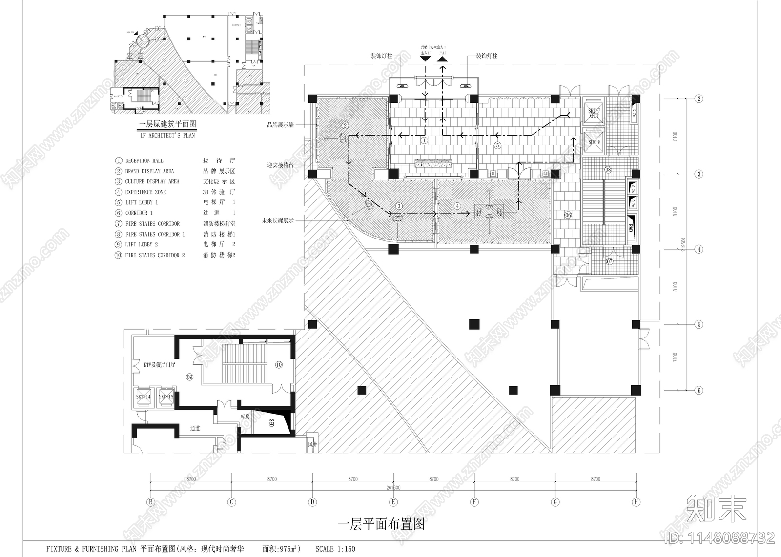 2350㎡金融中心售楼部cad施工图下载【ID:1148088732】