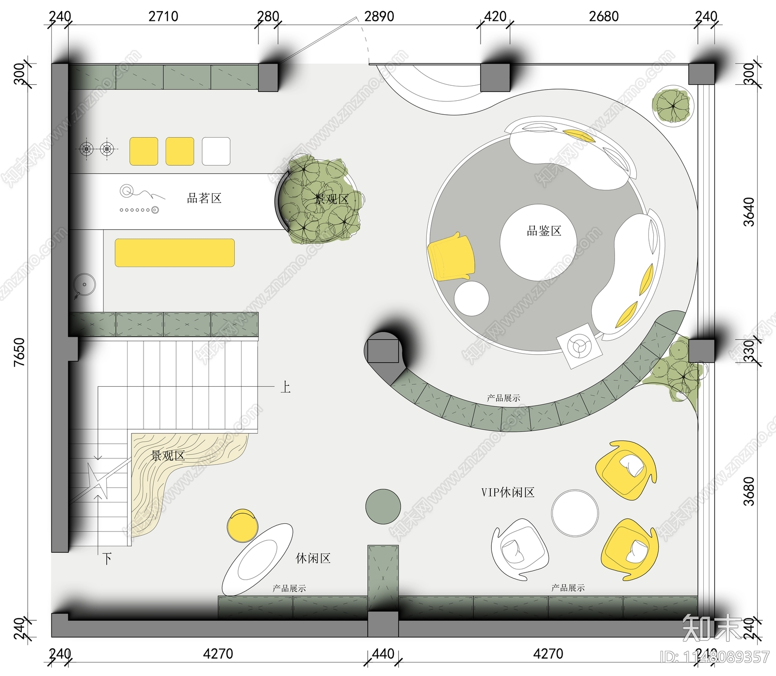 茶吧棋牌室展厅空间平面图cad施工图下载【ID:1148089357】