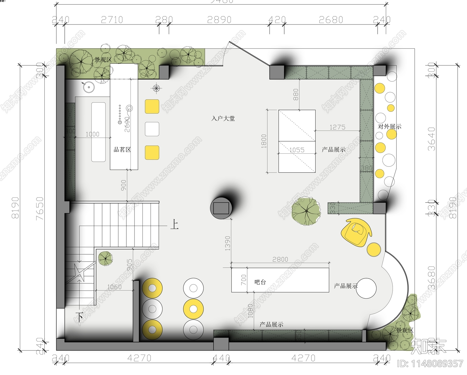 茶吧棋牌室展厅空间平面图cad施工图下载【ID:1148089357】