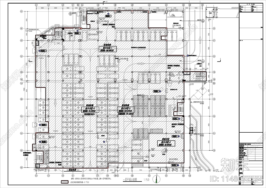 中学地下室cad施工图下载【ID:1148092194】