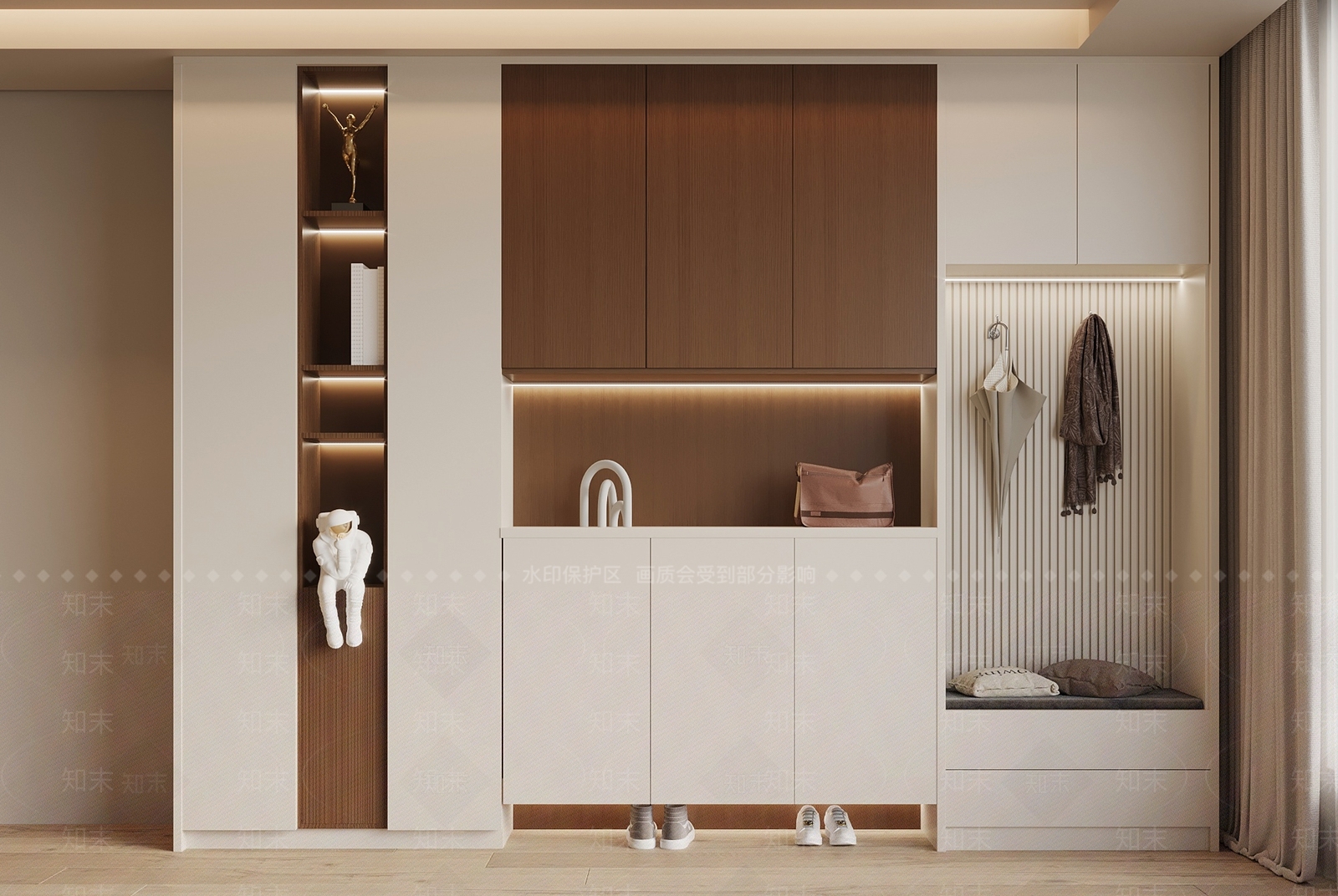 现代中古风鞋柜SU模型下载【ID:1148094538】