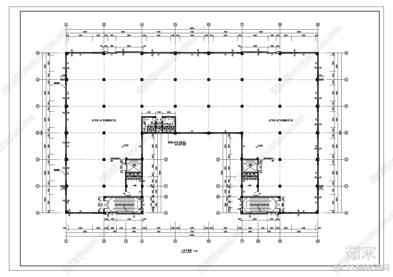 五层制衣厂房框架结构水电结构建筑施工图施工图下载【ID:1148095865】