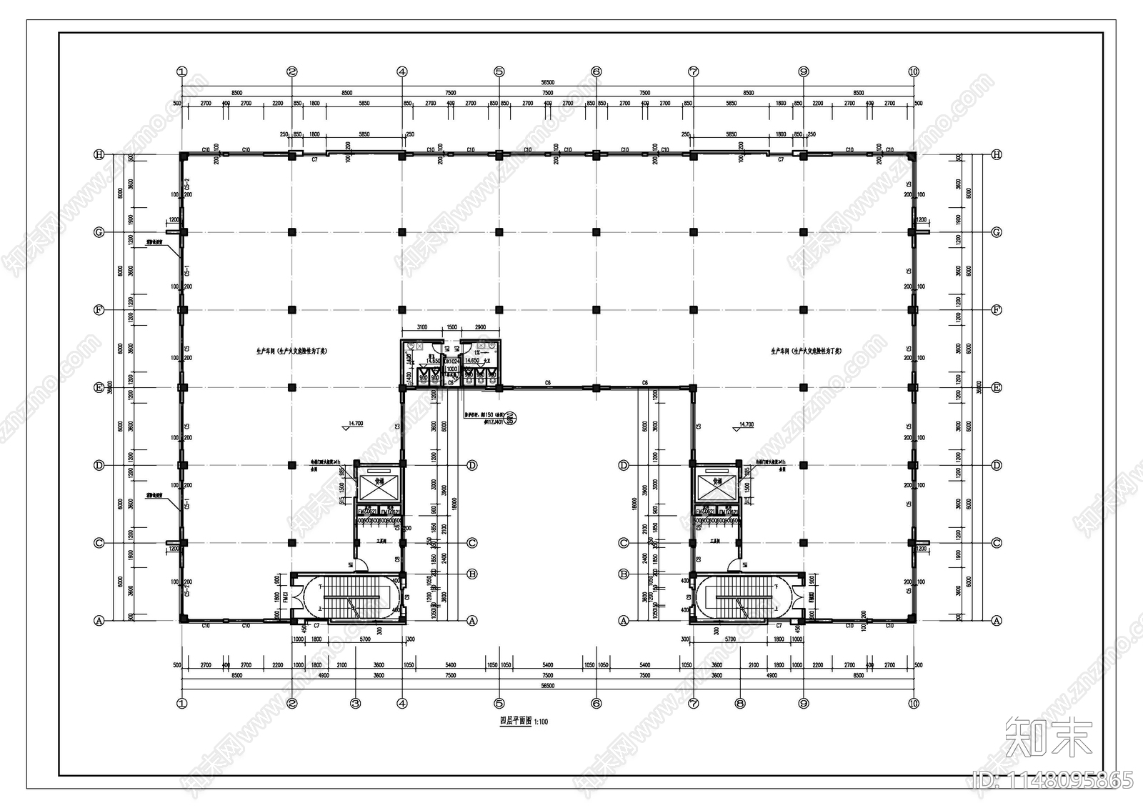 五层制衣厂房框架结构水电结构建筑施工图施工图下载【ID:1148095865】