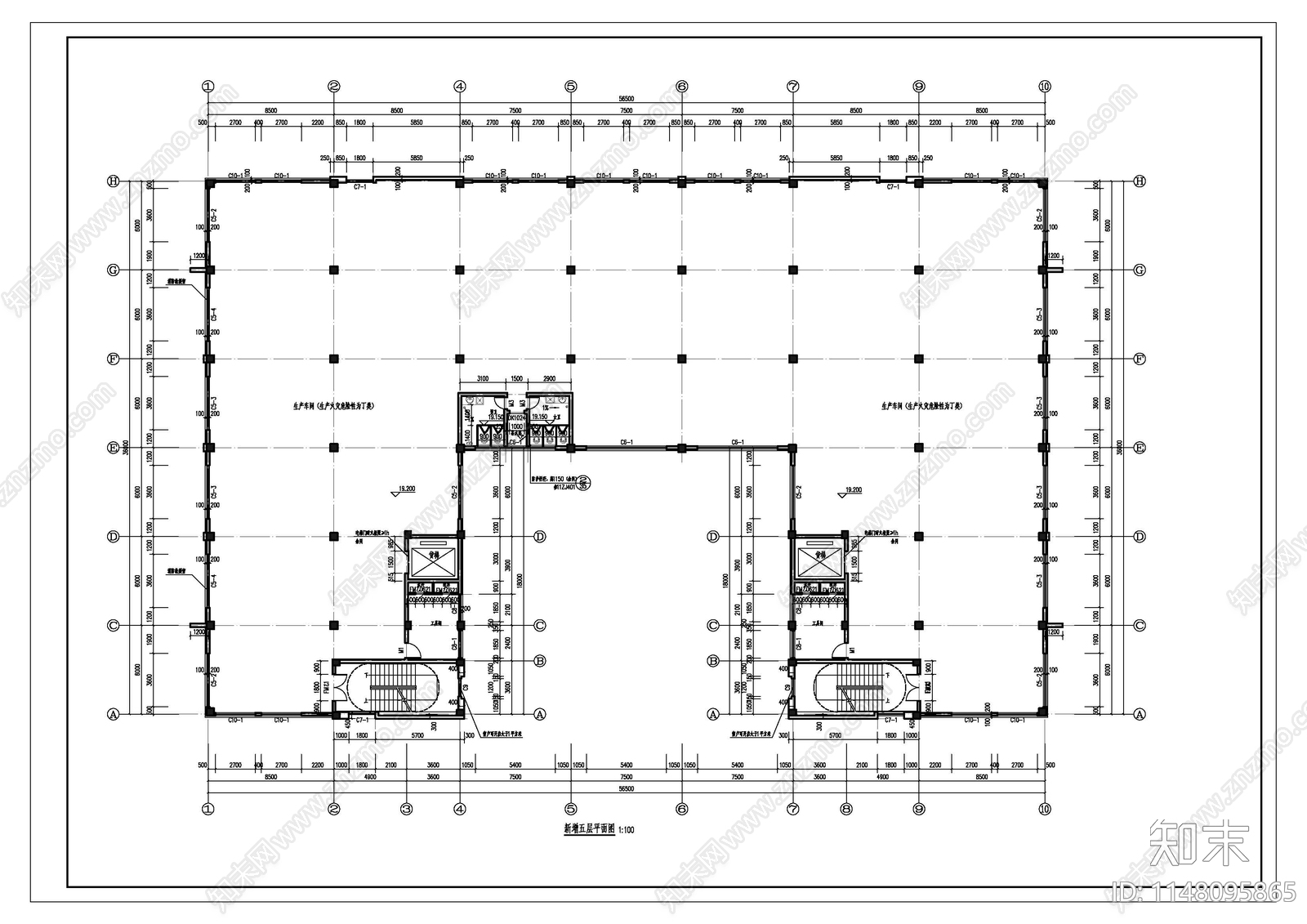 五层制衣厂房框架结构水电结构建筑施工图施工图下载【ID:1148095865】