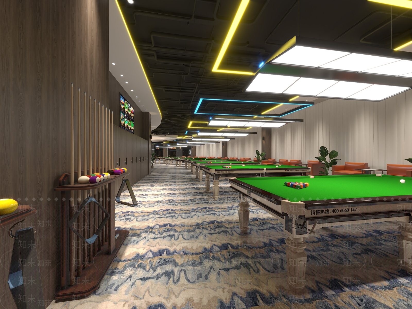 现代风格台球厅3D模型下载【ID:1148095947】