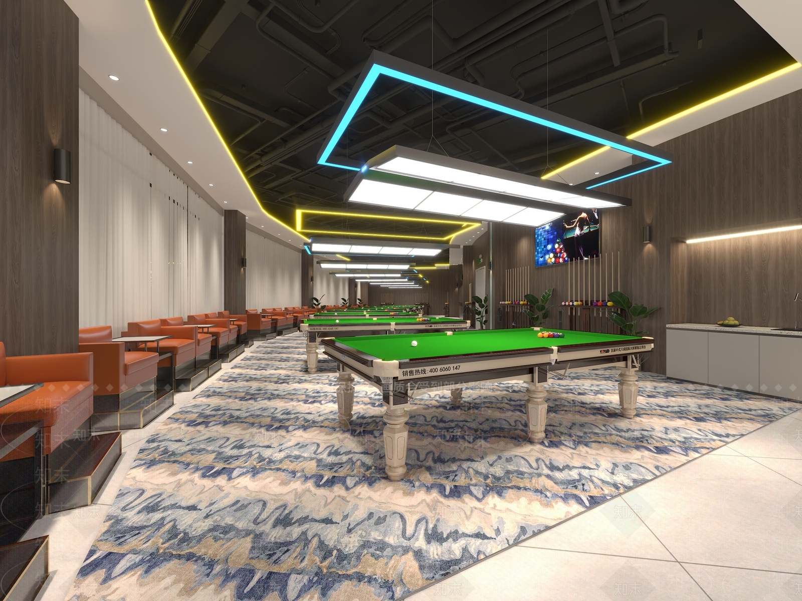 现代风格台球厅3D模型下载【ID:1148095947】
