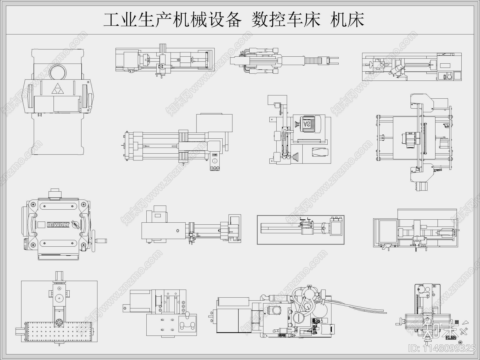 工业机械生产设备数控机床车床施工图下载【ID:1148099325】