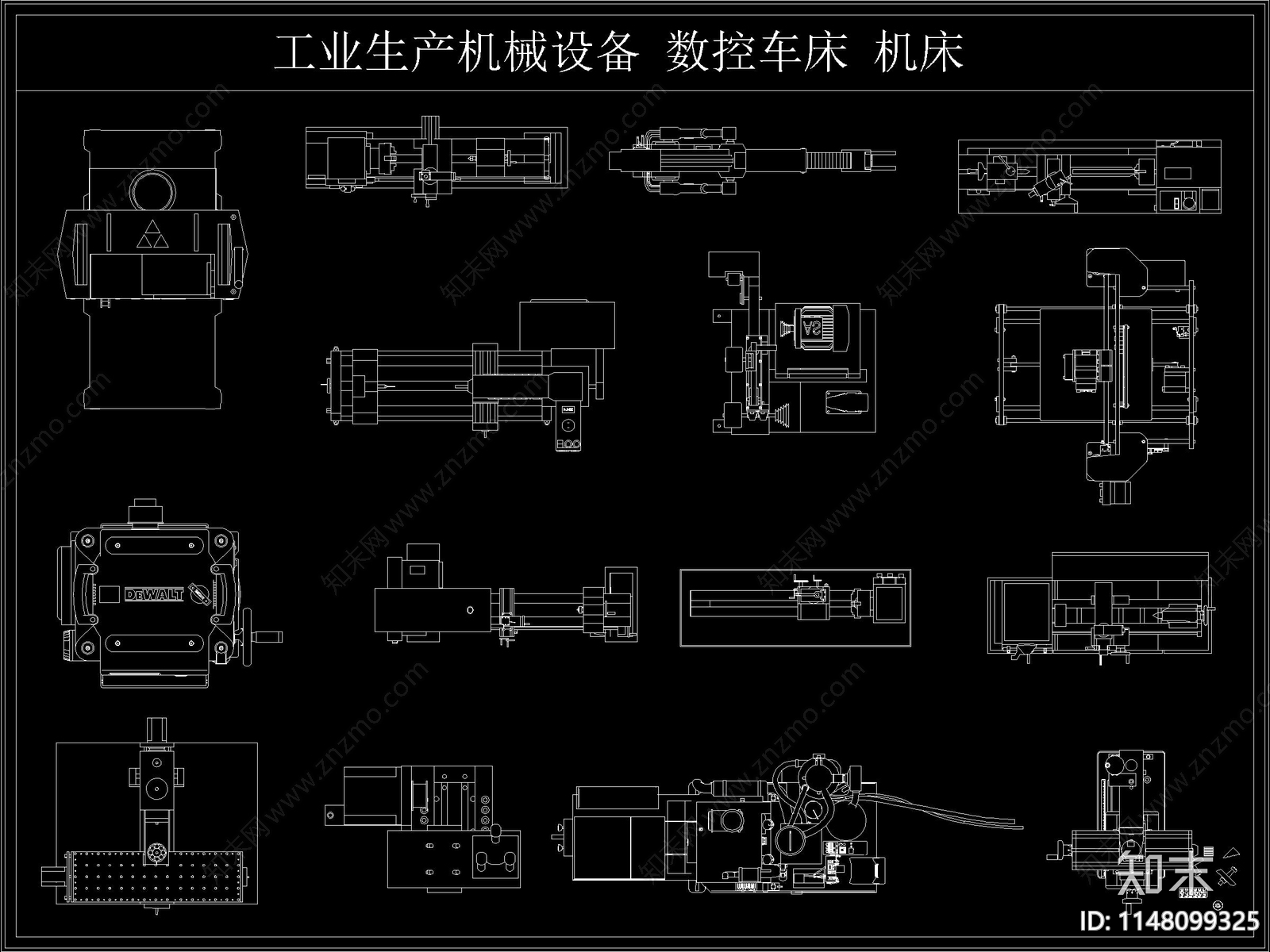 工业机械生产设备数控机床车床施工图下载【ID:1148099325】