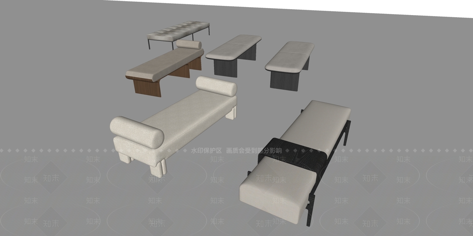 现代床尾凳SU模型下载【ID:1148101201】