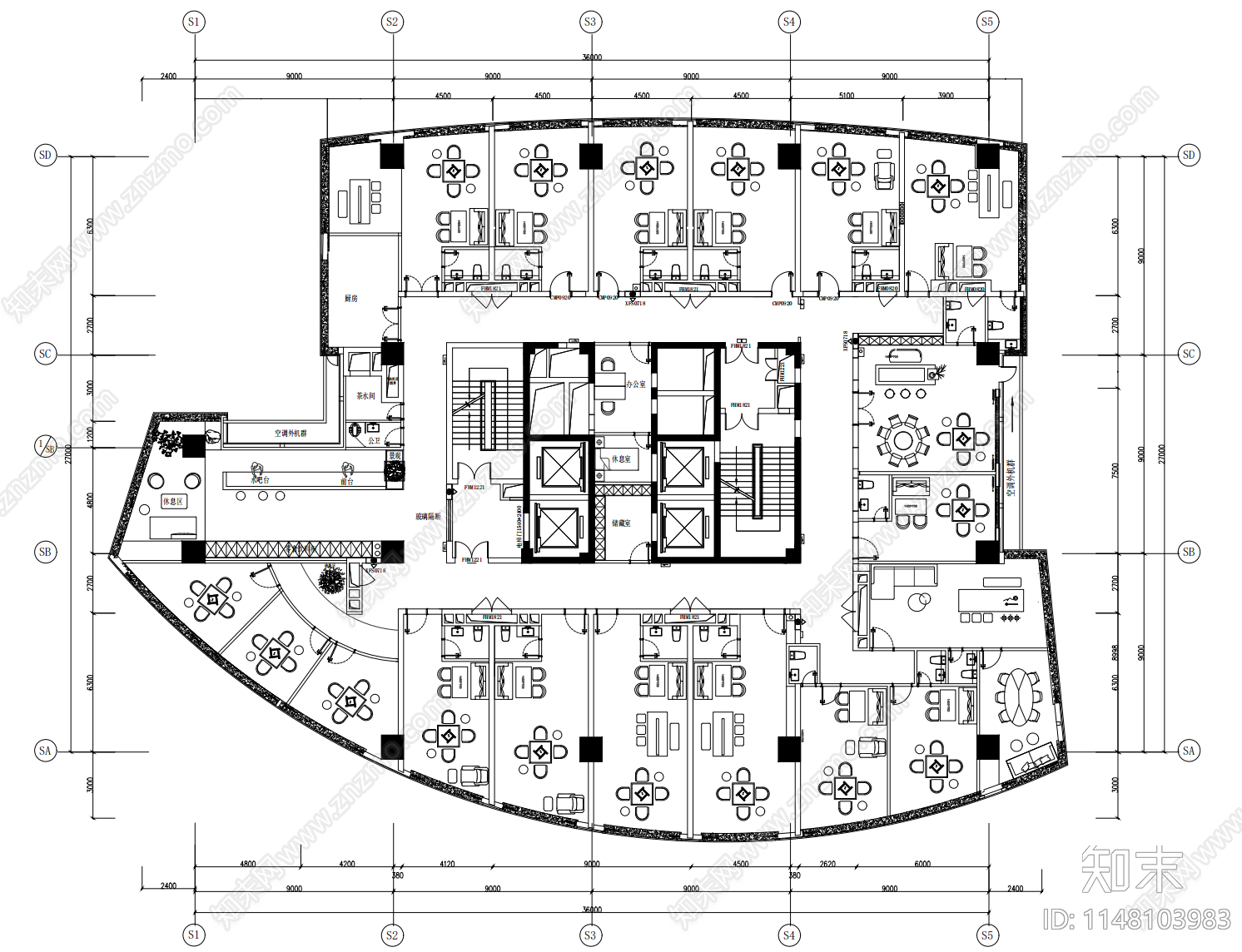 1200平棋牌会所cad施工图下载【ID:1148103983】