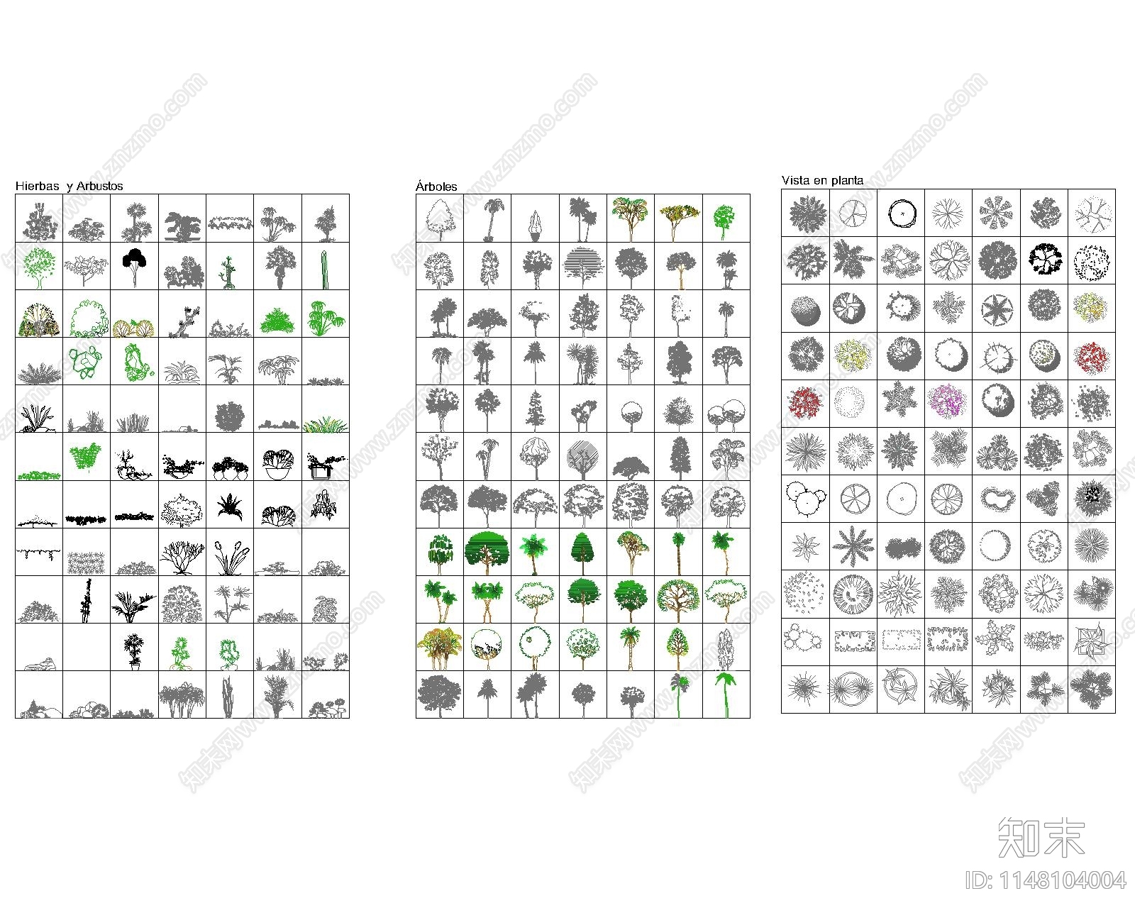 植物图库cad施工图下载【ID:1148104004】