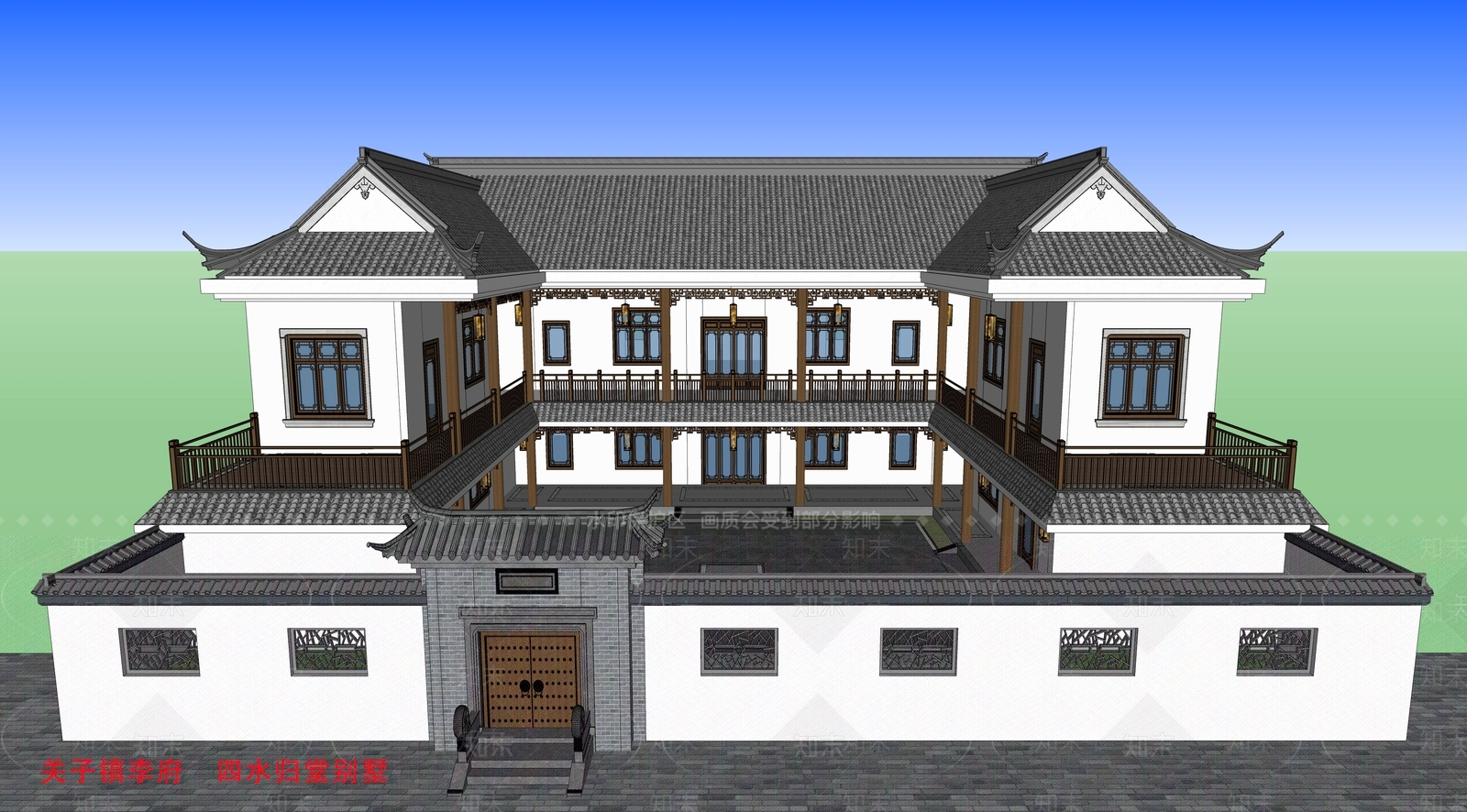 中式四合院SU模型下载【ID:1148106185】