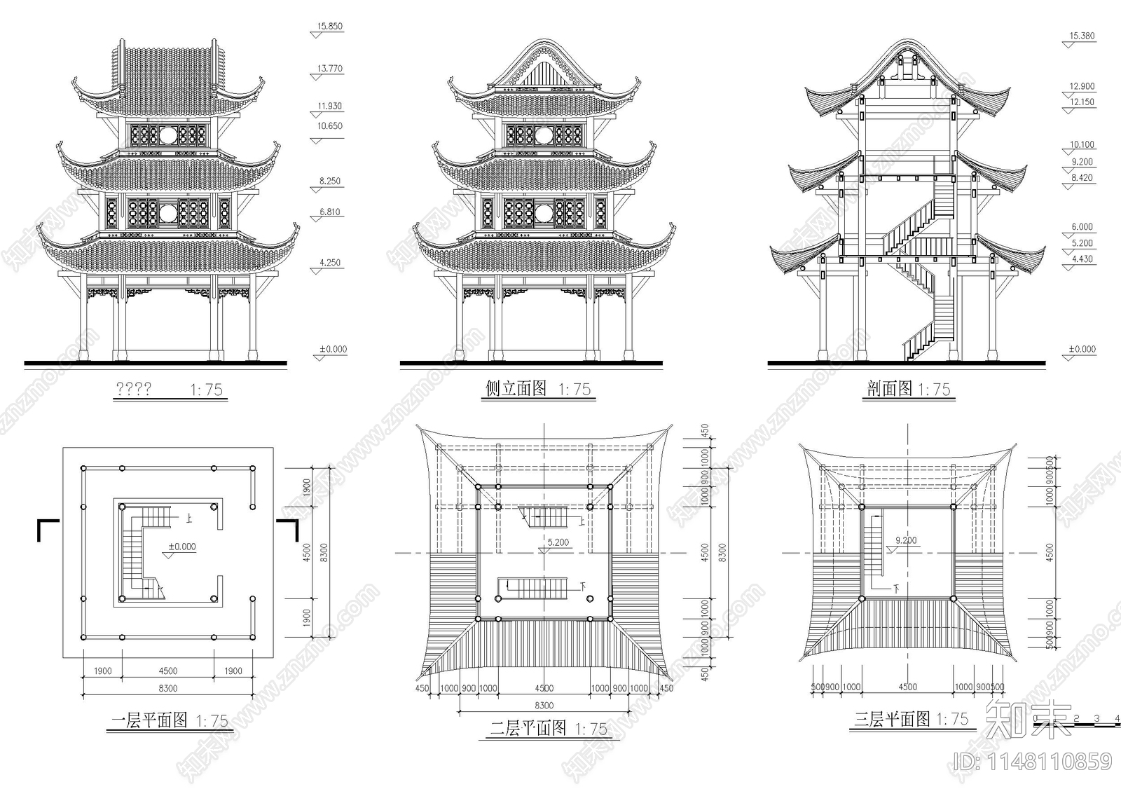 200套古建筑施工图下载【ID:1148110859】