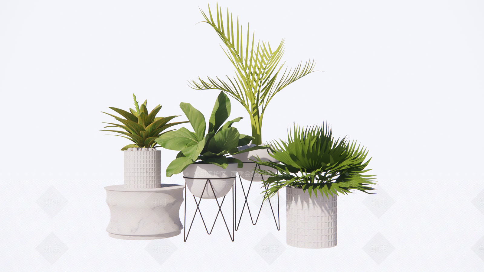 组合造型花钵SU模型下载【ID:1148109684】