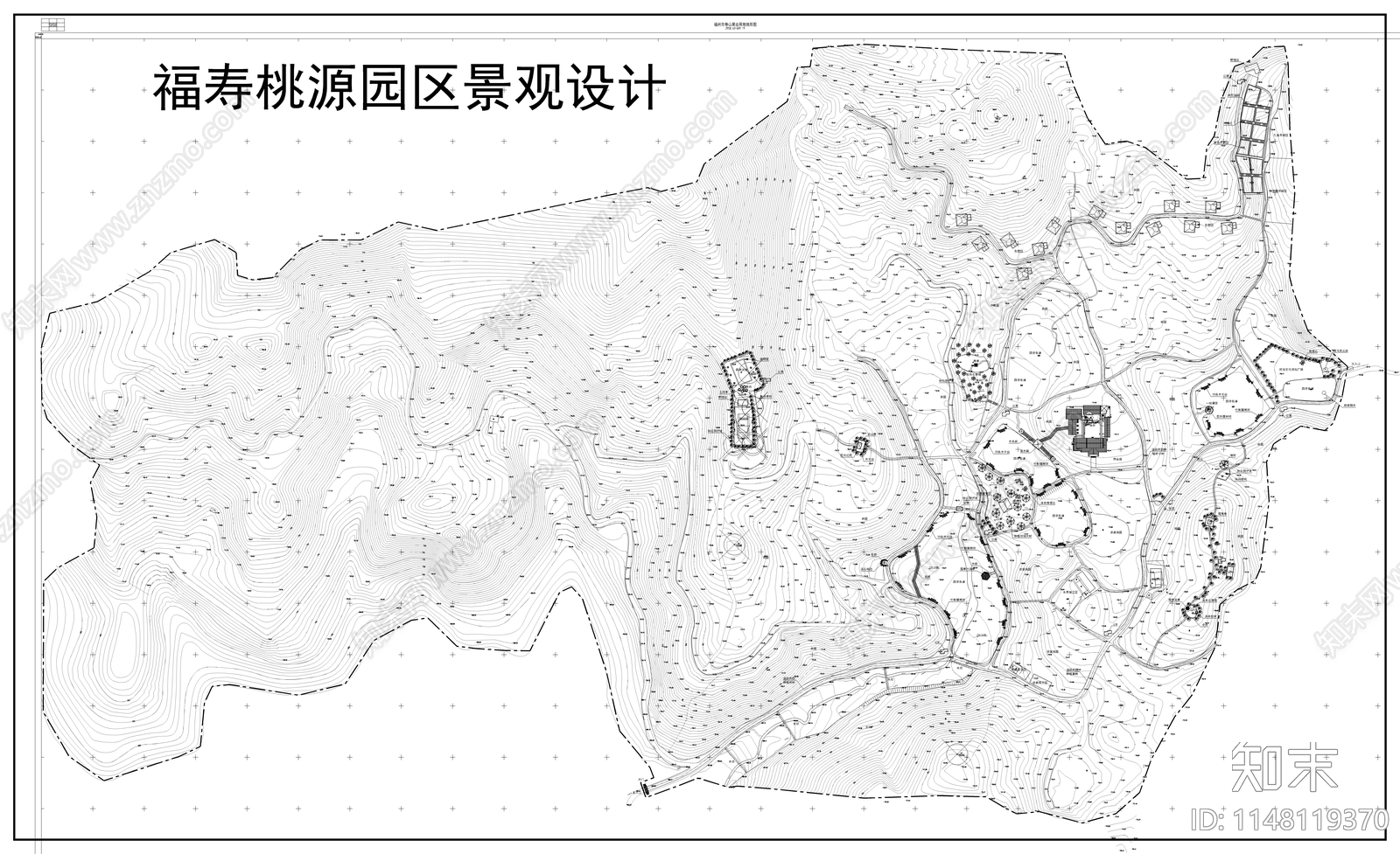 农家乐景观规划总平面图施工图下载【ID:1148119370】