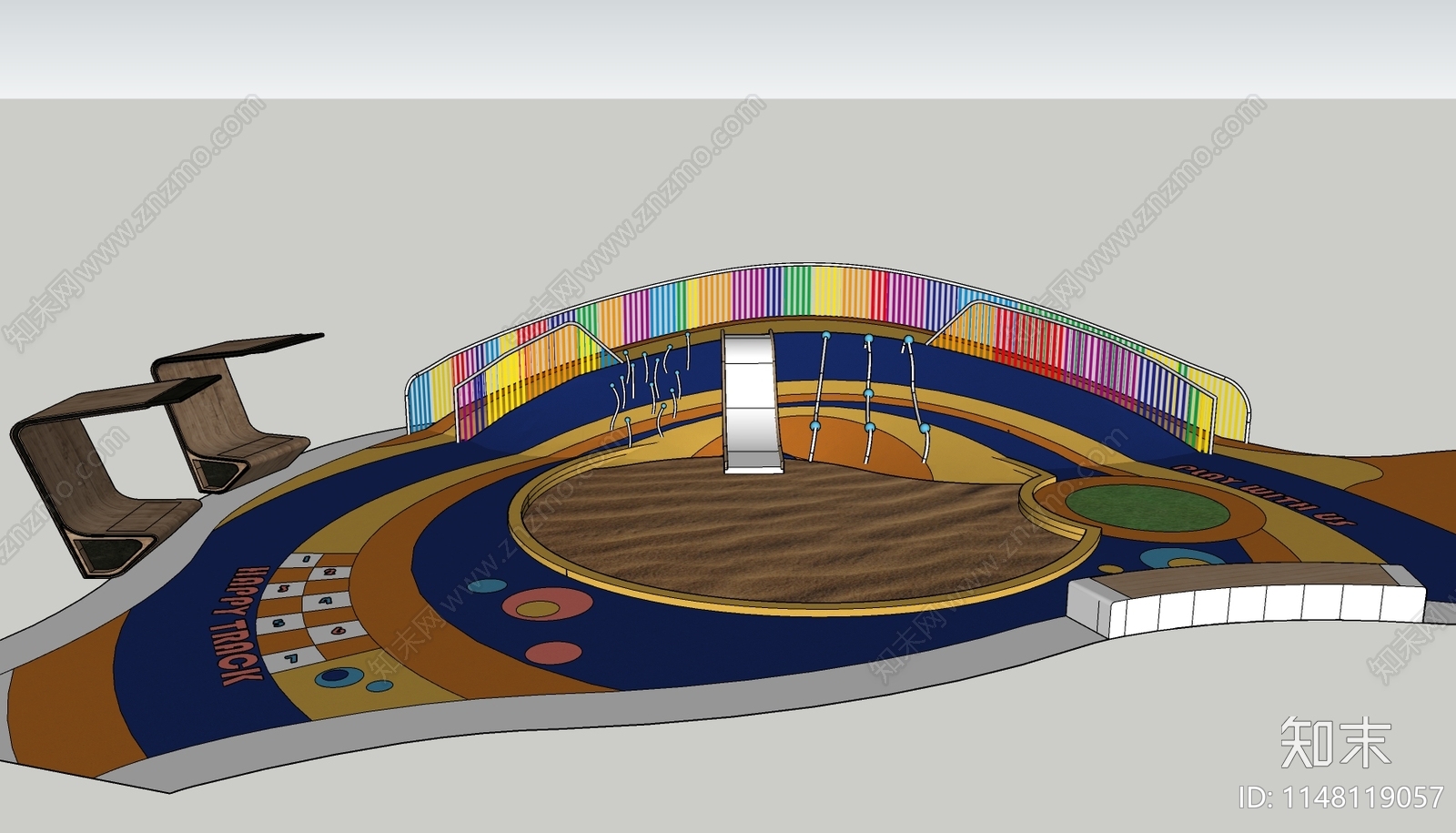 儿童沙池SU模型下载【ID:1148119057】