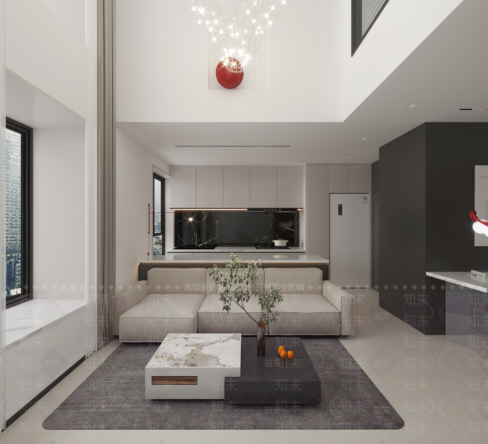 现代loft客餐厅3D模型下载【ID:1148118836】