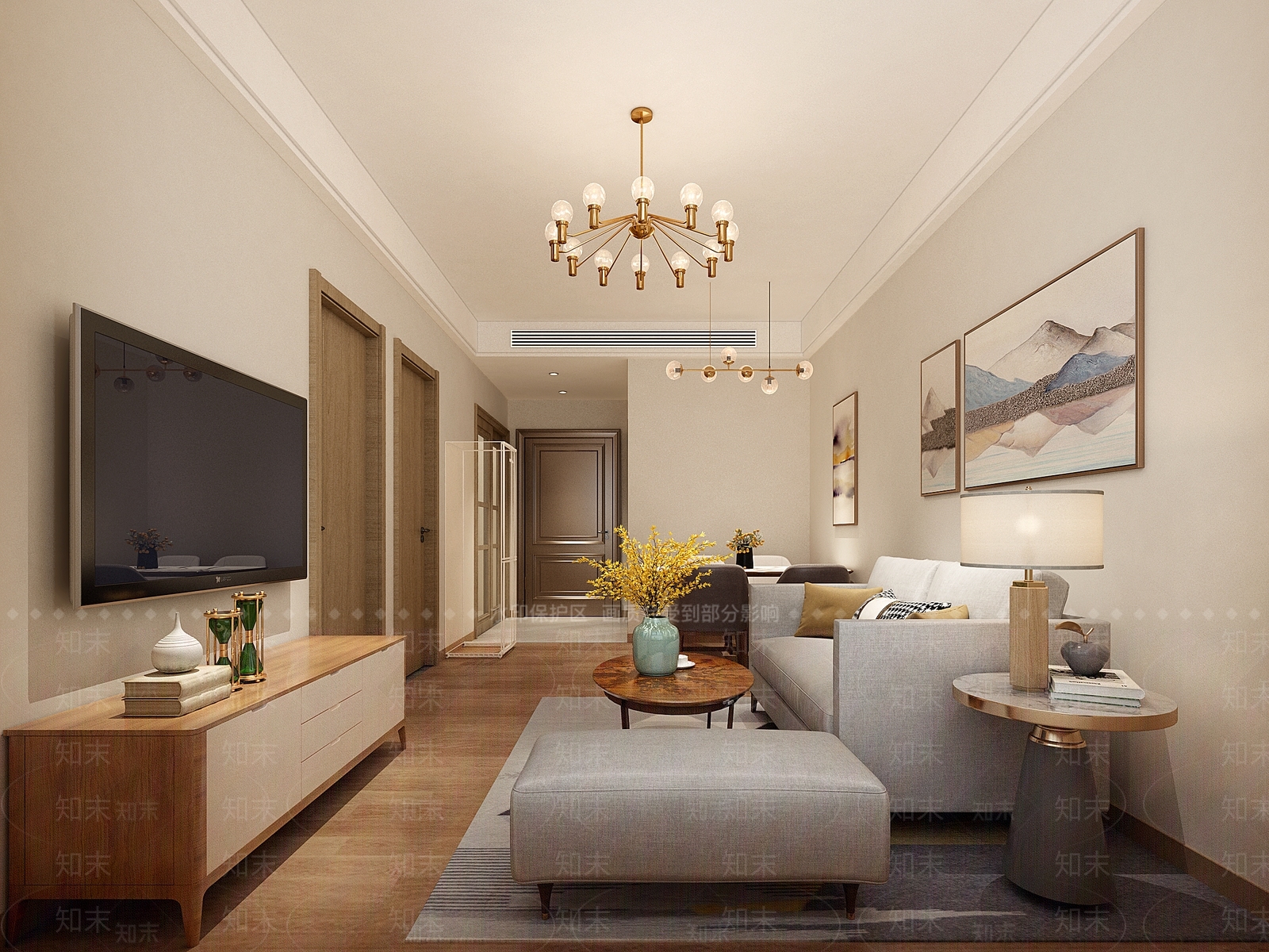 现代公寓客餐厅3D模型下载【ID:1148121490】