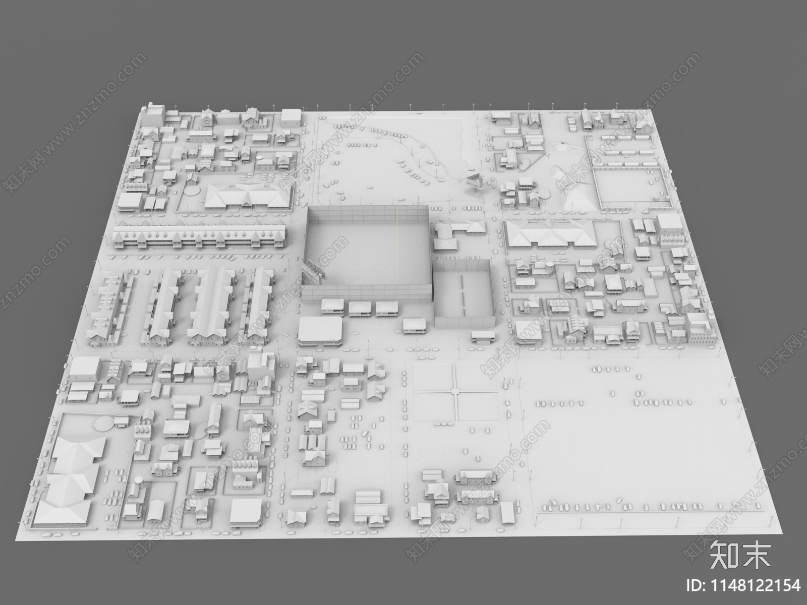 现代简模鸟瞰图规划SU模型下载【ID:1148122154】