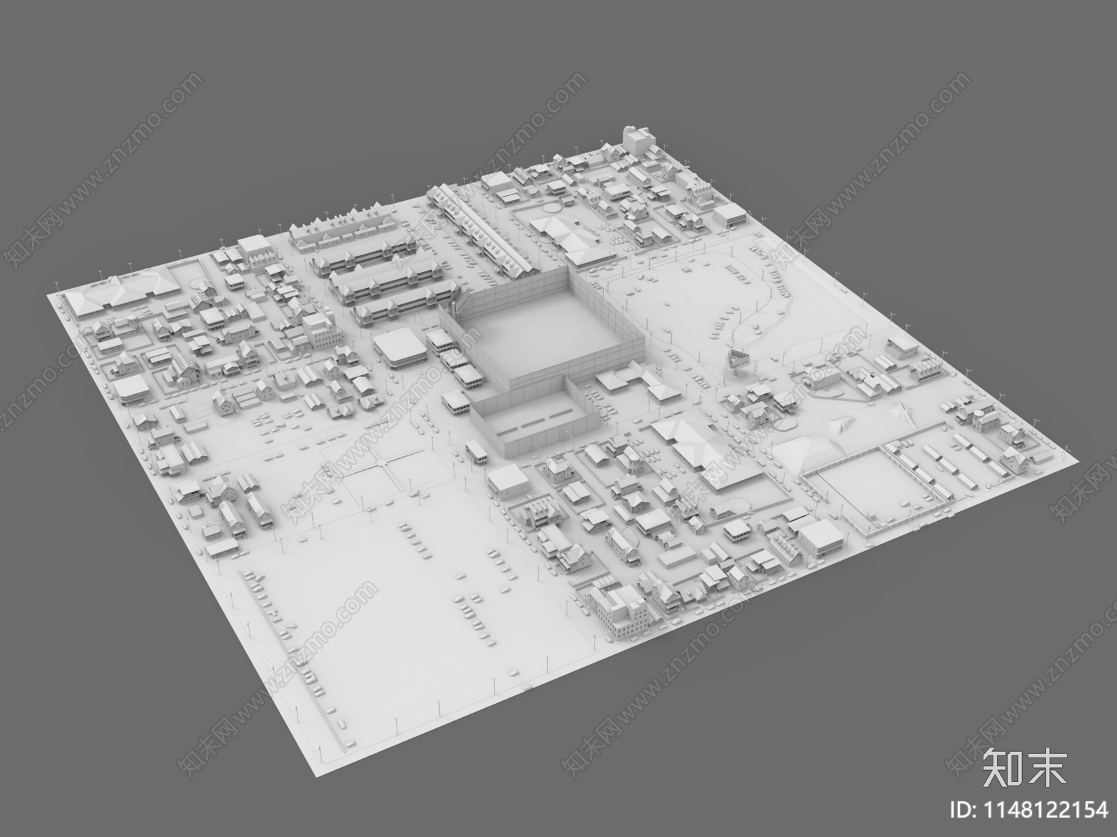 现代简模鸟瞰图规划SU模型下载【ID:1148122154】