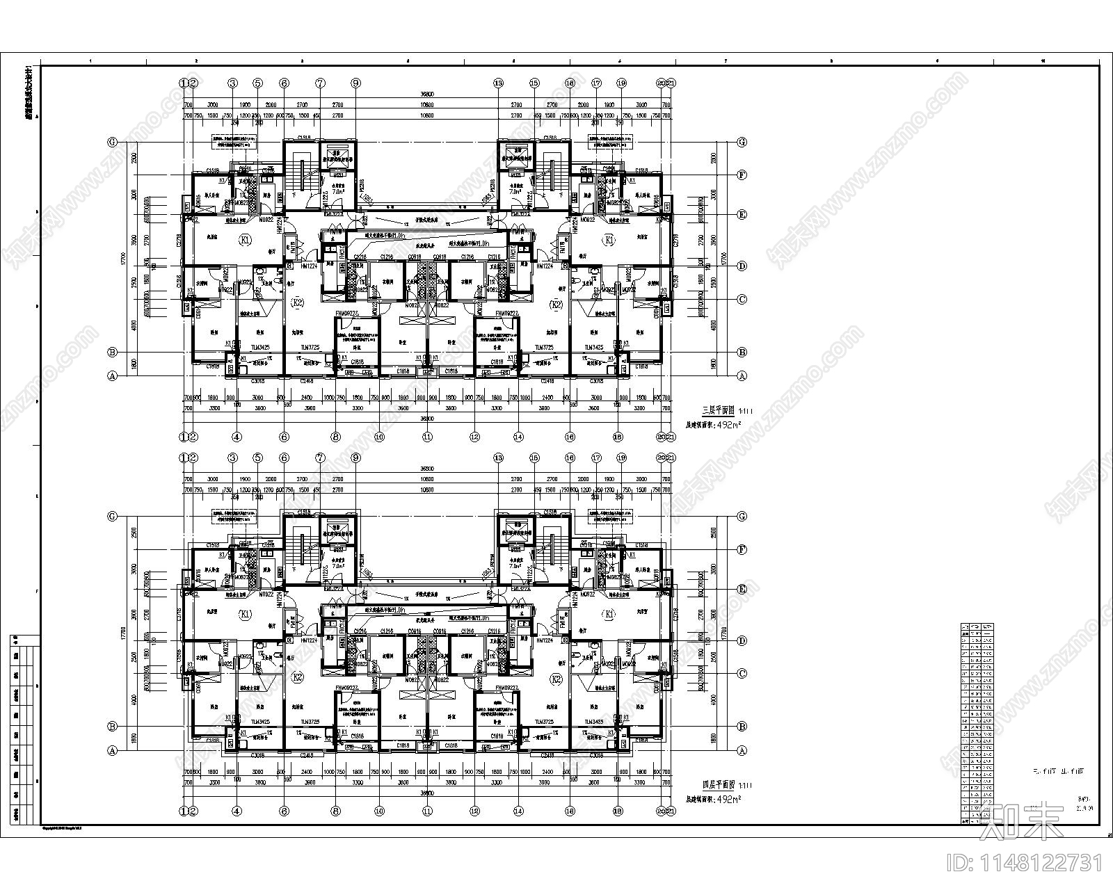 现代化高层住宅设计cad施工图下载【ID:1148122731】