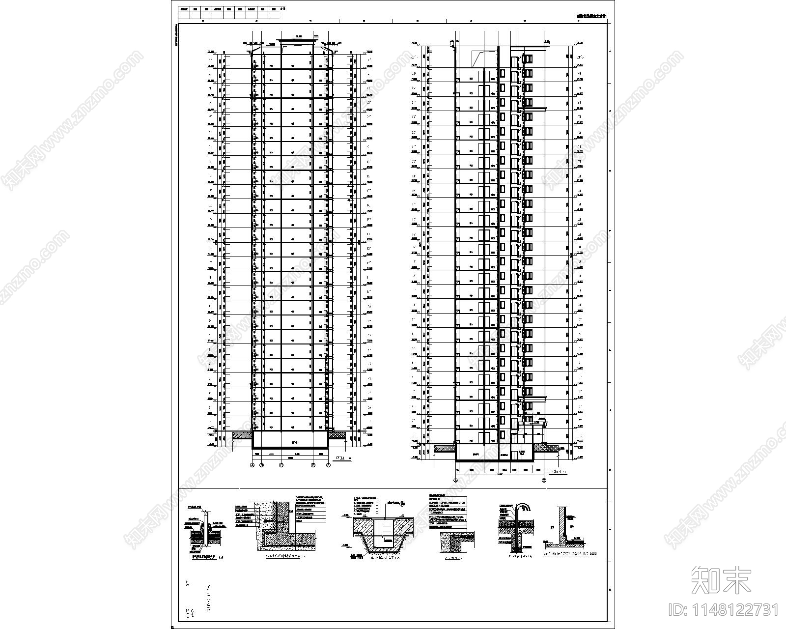 现代化高层住宅设计cad施工图下载【ID:1148122731】