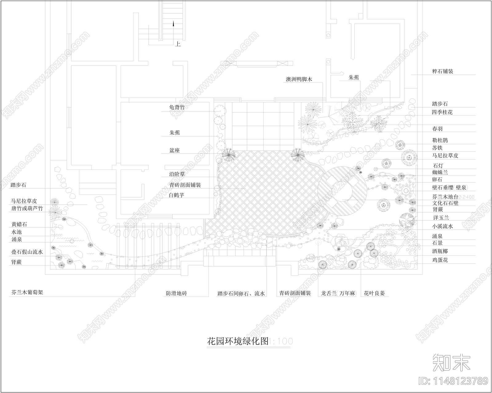 现代屋顶花园cad施工图下载【ID:1148123789】