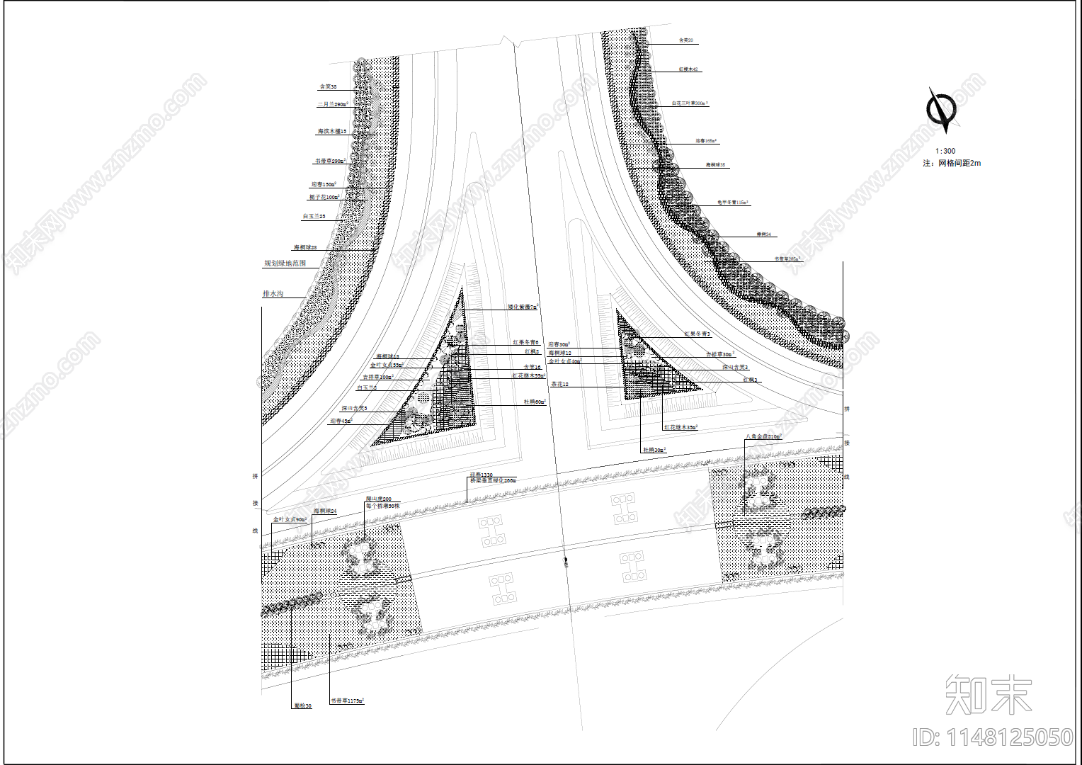 典型详细的道路绿化施工图cad施工图下载【ID:1148125050】