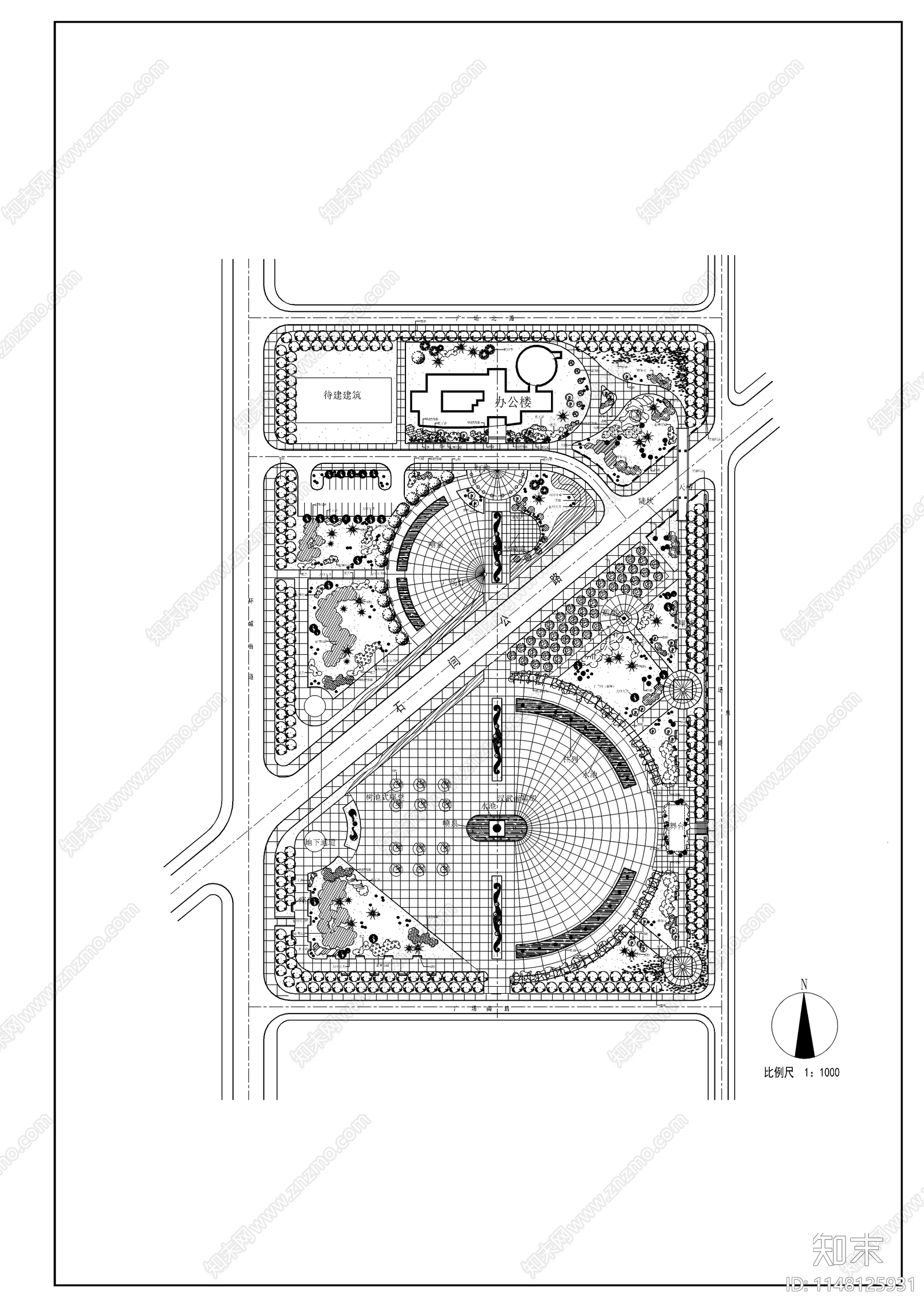 文化广场规划设计方案图纸cad施工图下载【ID:1148125931】