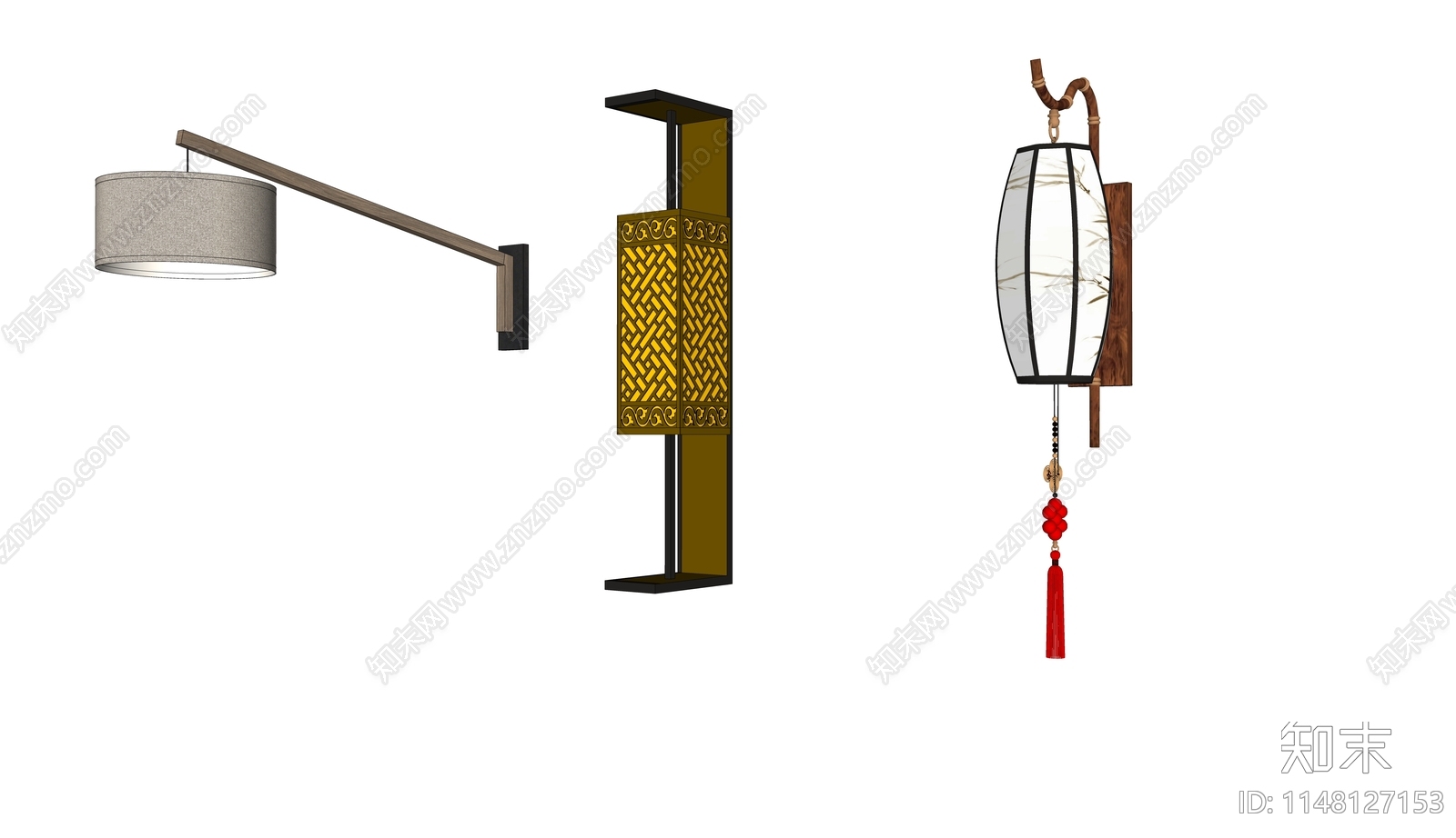 中式壁灯灯具SU模型下载【ID:1148127153】