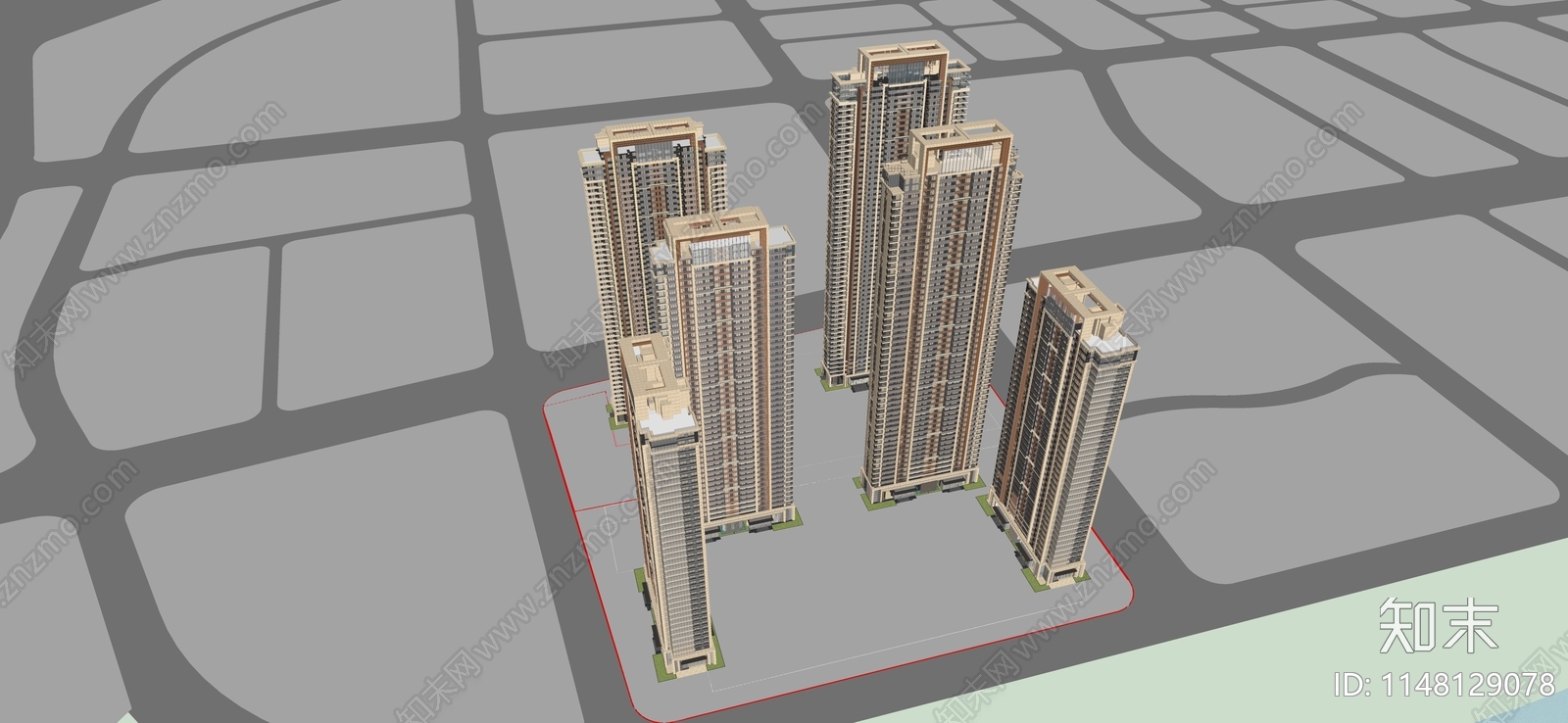 现代高层住宅SU模型下载【ID:1148129078】