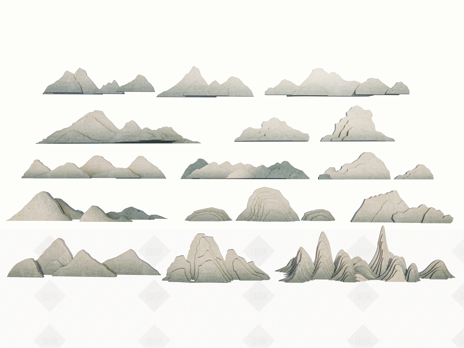 新中式山水片石小品SU模型下载【ID:1148130149】