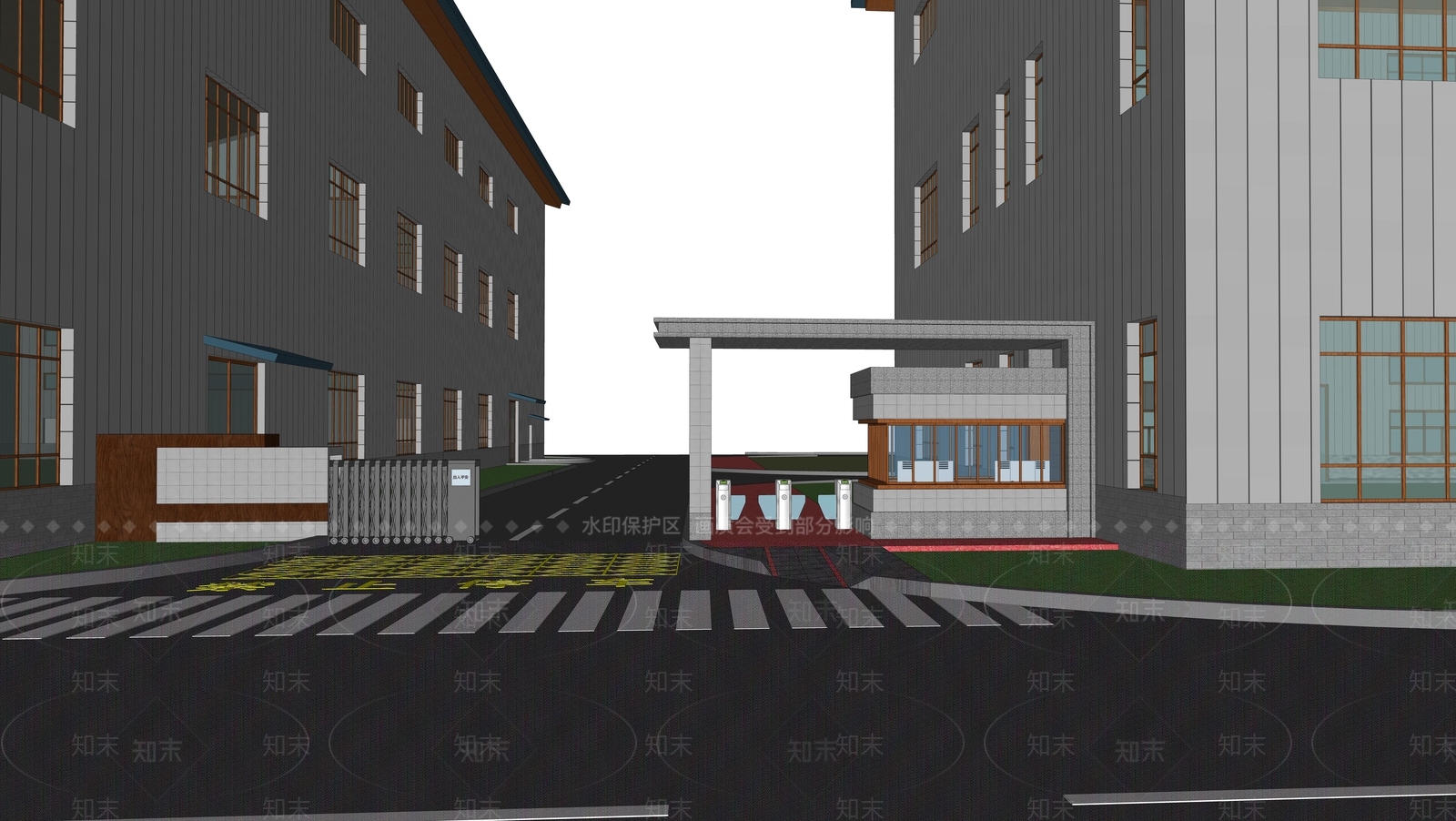 现代小区入口大门SU模型下载【ID:1148245016】