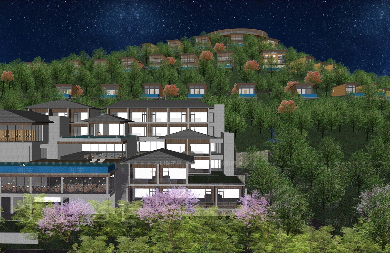 现代度假酒店SU模型下载【ID:1148135181】
