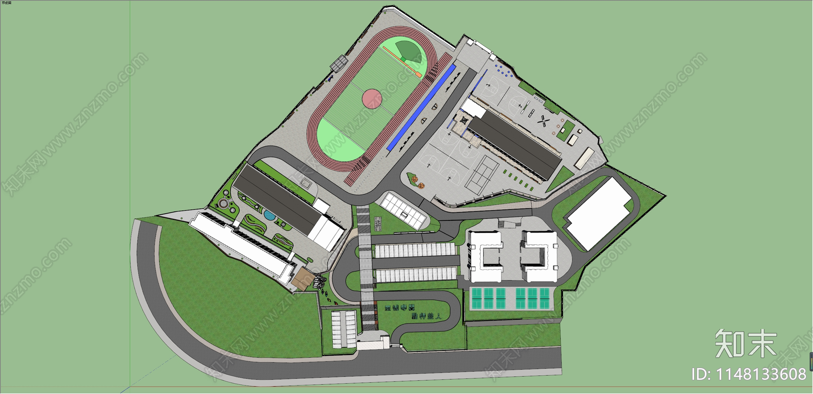 现代校园景观SU模型下载【ID:1148133608】