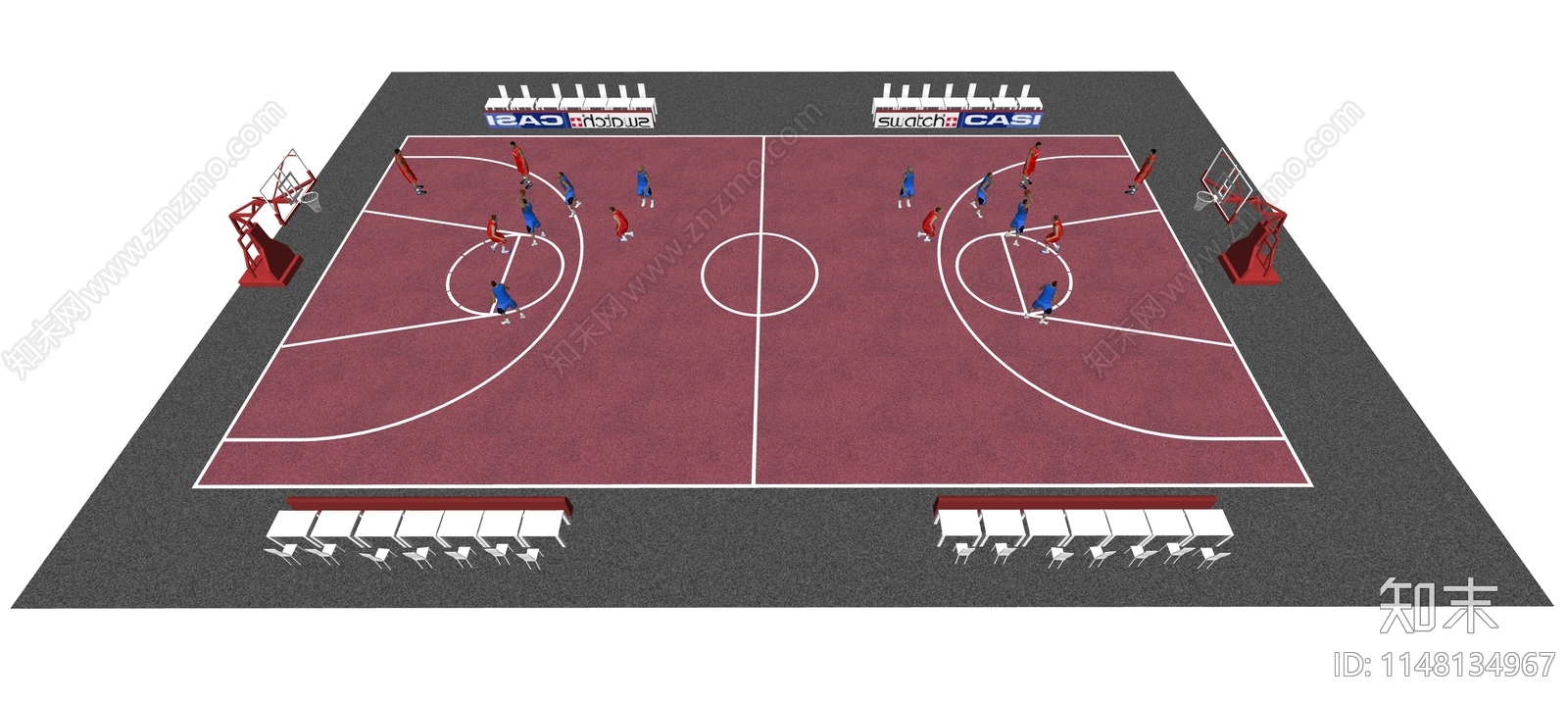 现代户外篮球场SU模型下载【ID:1148134967】