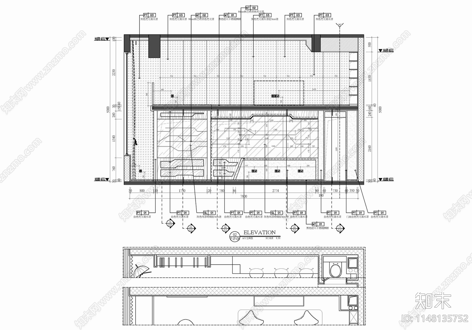 80㎡跃层办公公寓样板房室内cad施工图下载【ID:1148135752】