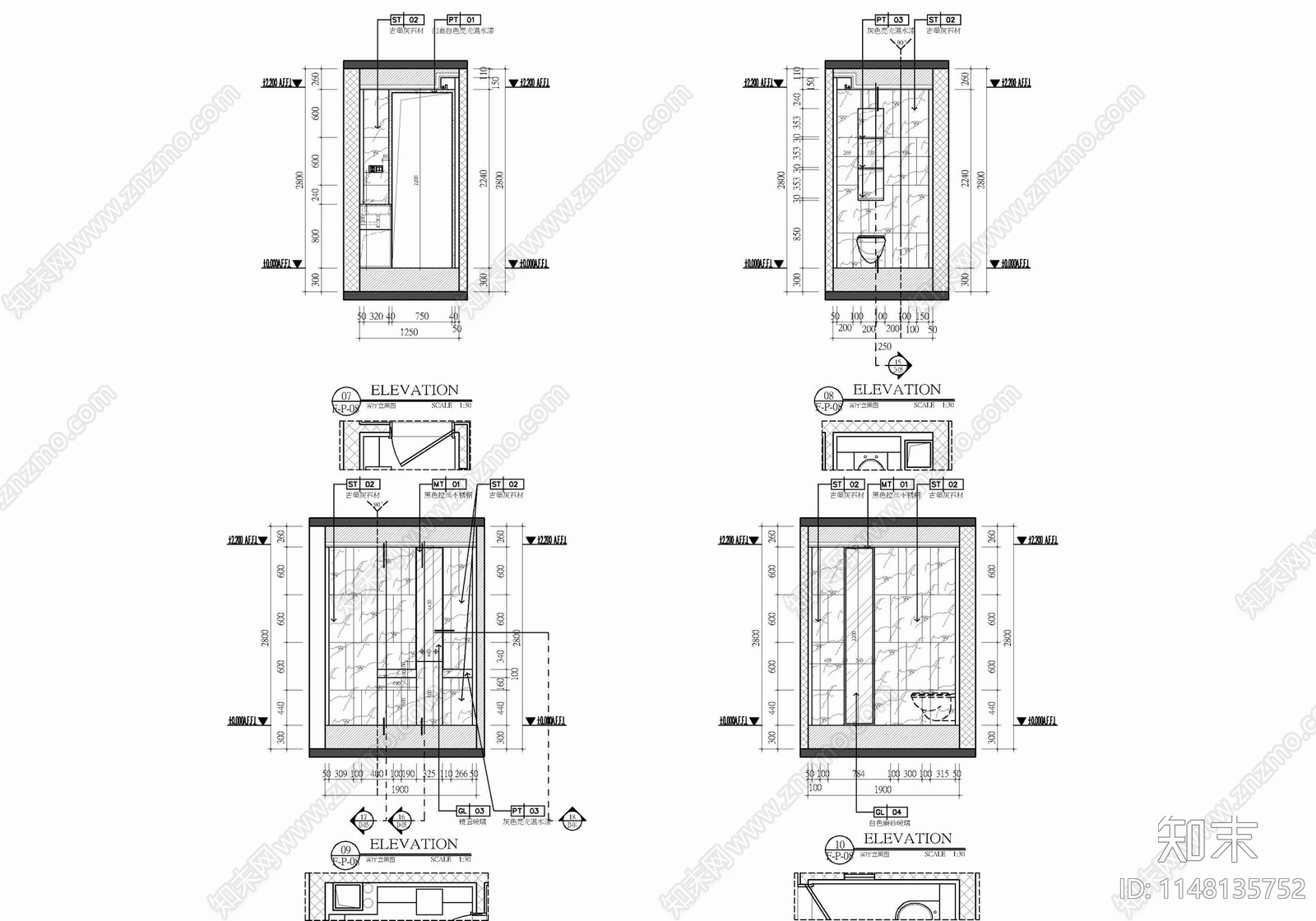 80㎡跃层办公公寓样板房室内cad施工图下载【ID:1148135752】