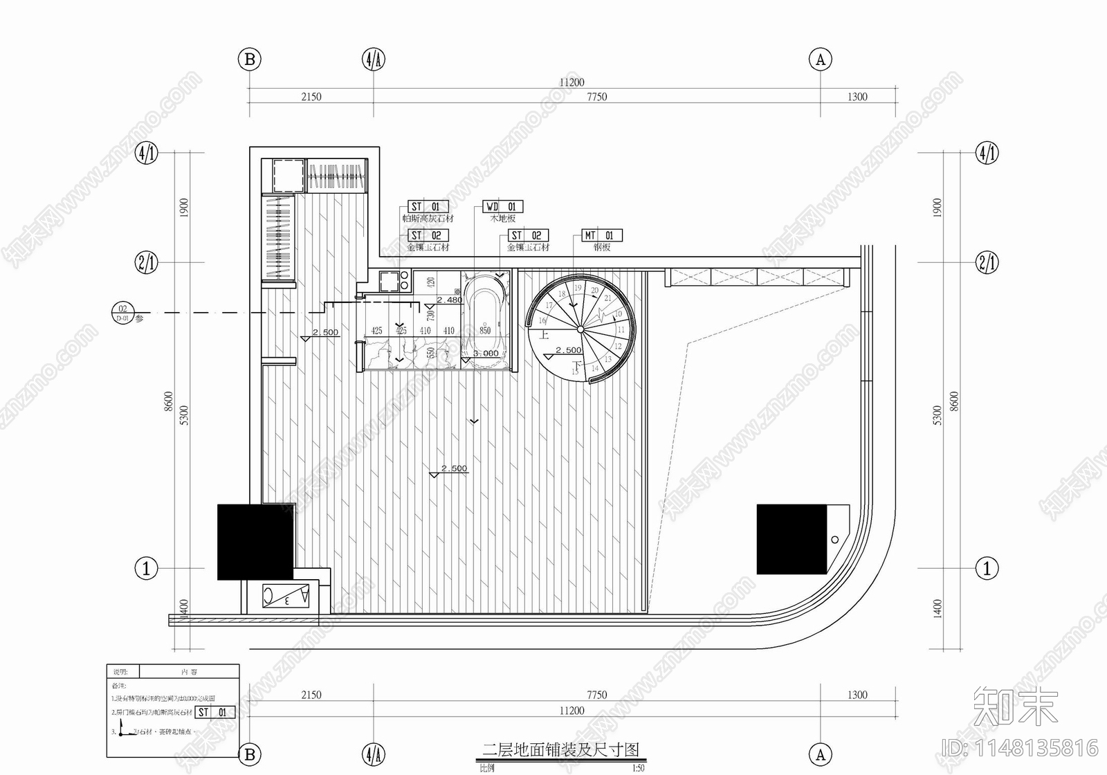 120㎡跃层办公公寓样板房室内cad施工图下载【ID:1148135816】