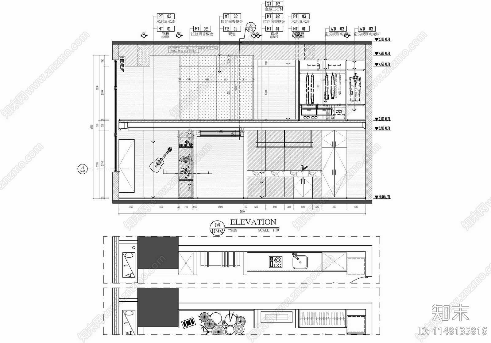 120㎡跃层办公公寓样板房室内cad施工图下载【ID:1148135816】