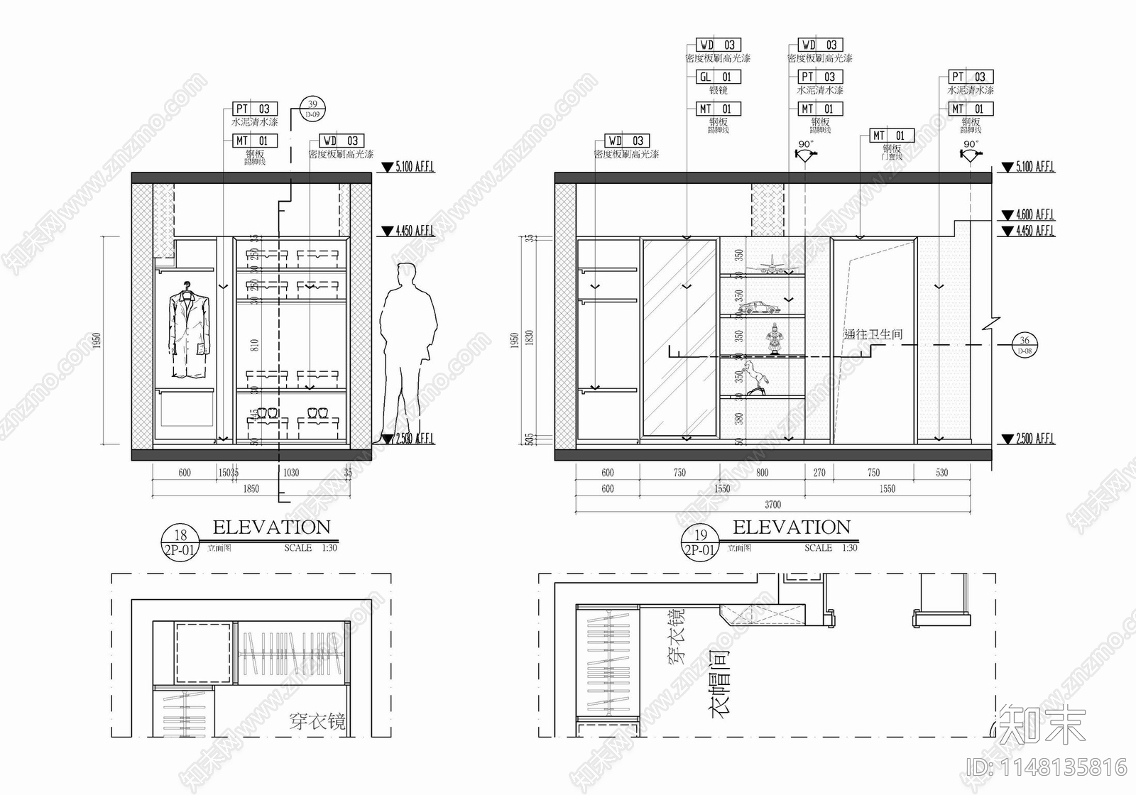 120㎡跃层办公公寓样板房室内cad施工图下载【ID:1148135816】