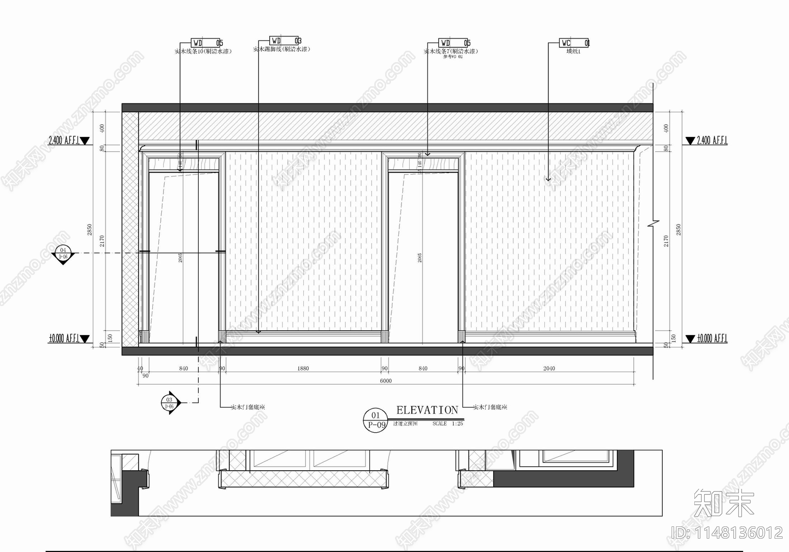 150㎡大平层家装样板房室内cad施工图下载【ID:1148136012】