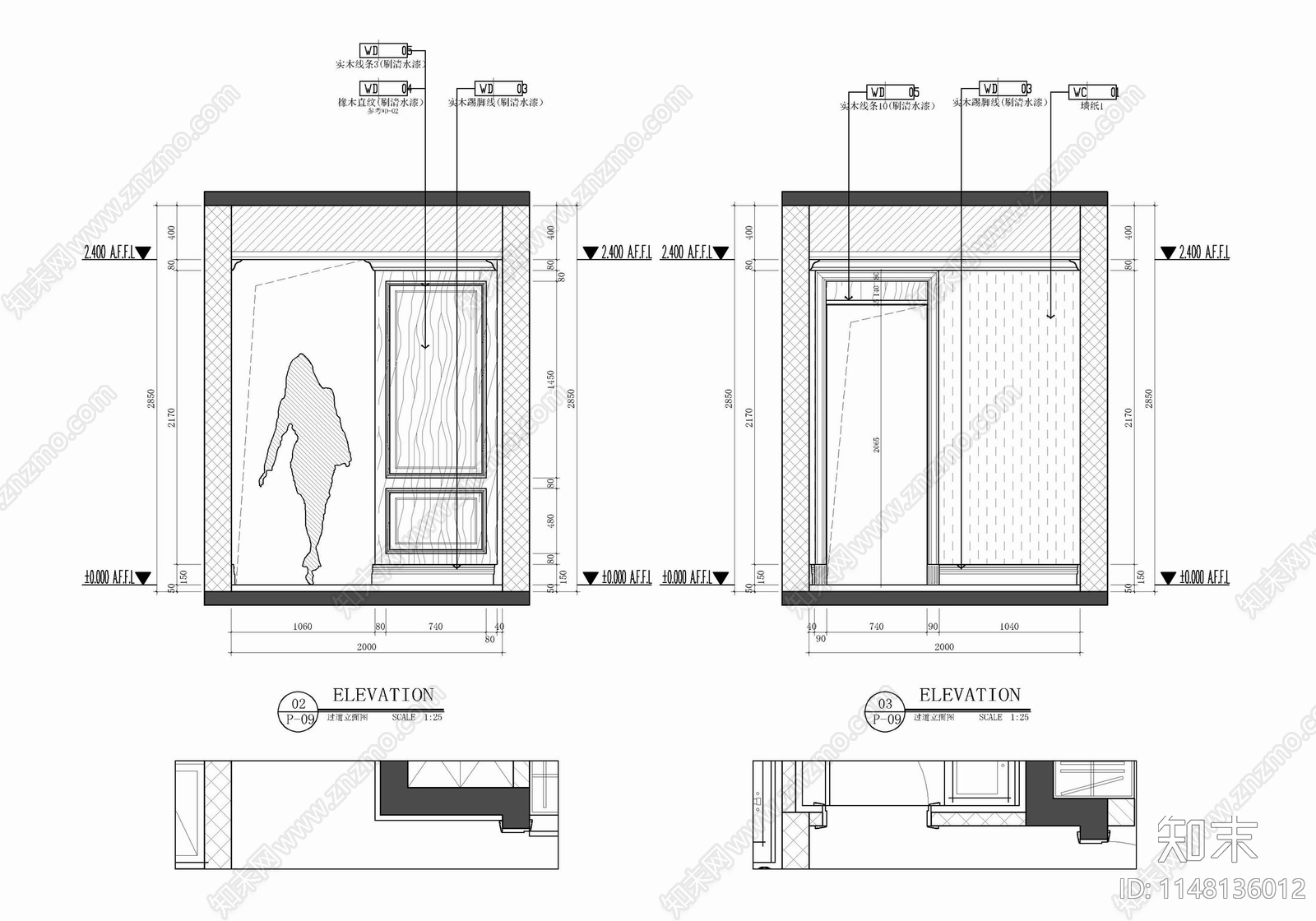 150㎡大平层家装样板房室内cad施工图下载【ID:1148136012】