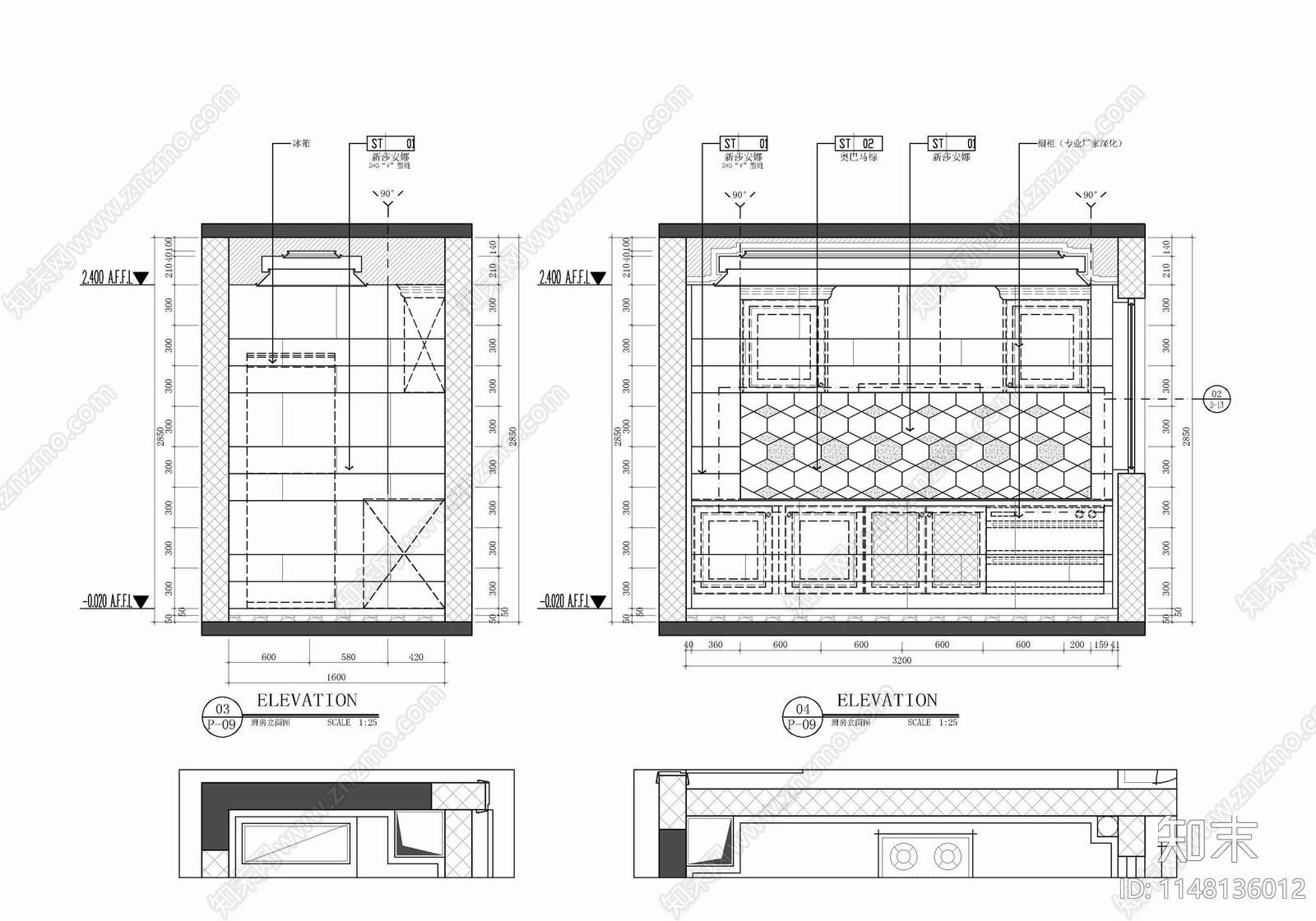 150㎡大平层家装样板房室内cad施工图下载【ID:1148136012】