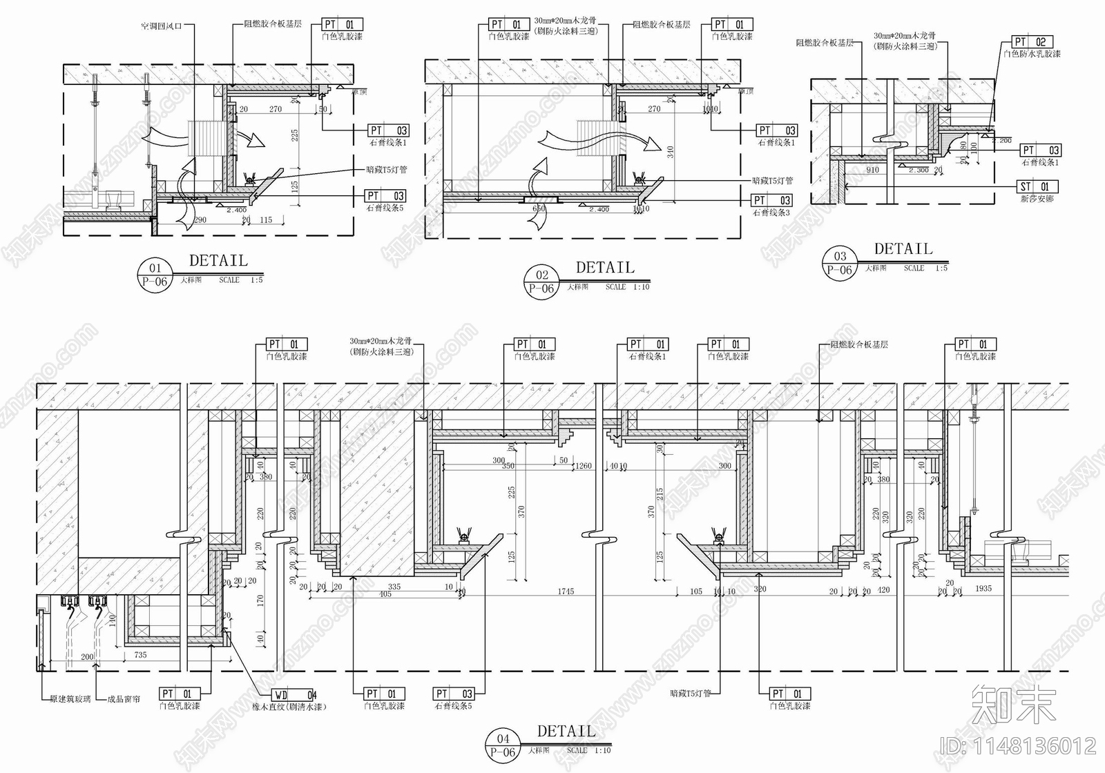 150㎡大平层家装样板房室内cad施工图下载【ID:1148136012】