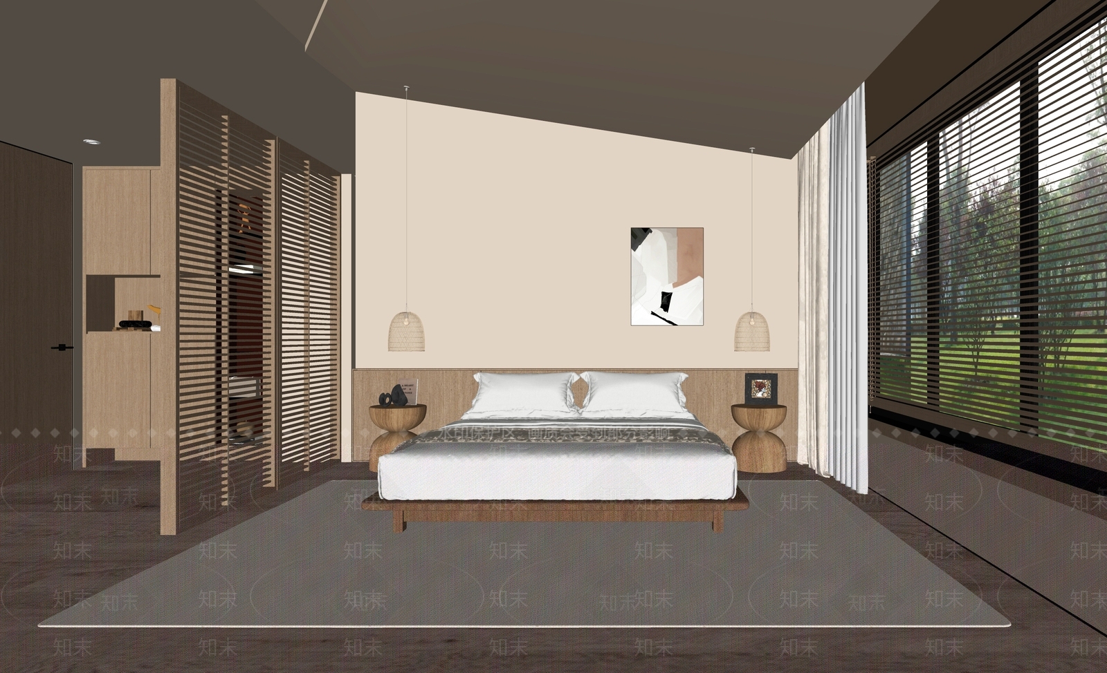 侘寂酒店客房SU模型下载【ID:1148136924】