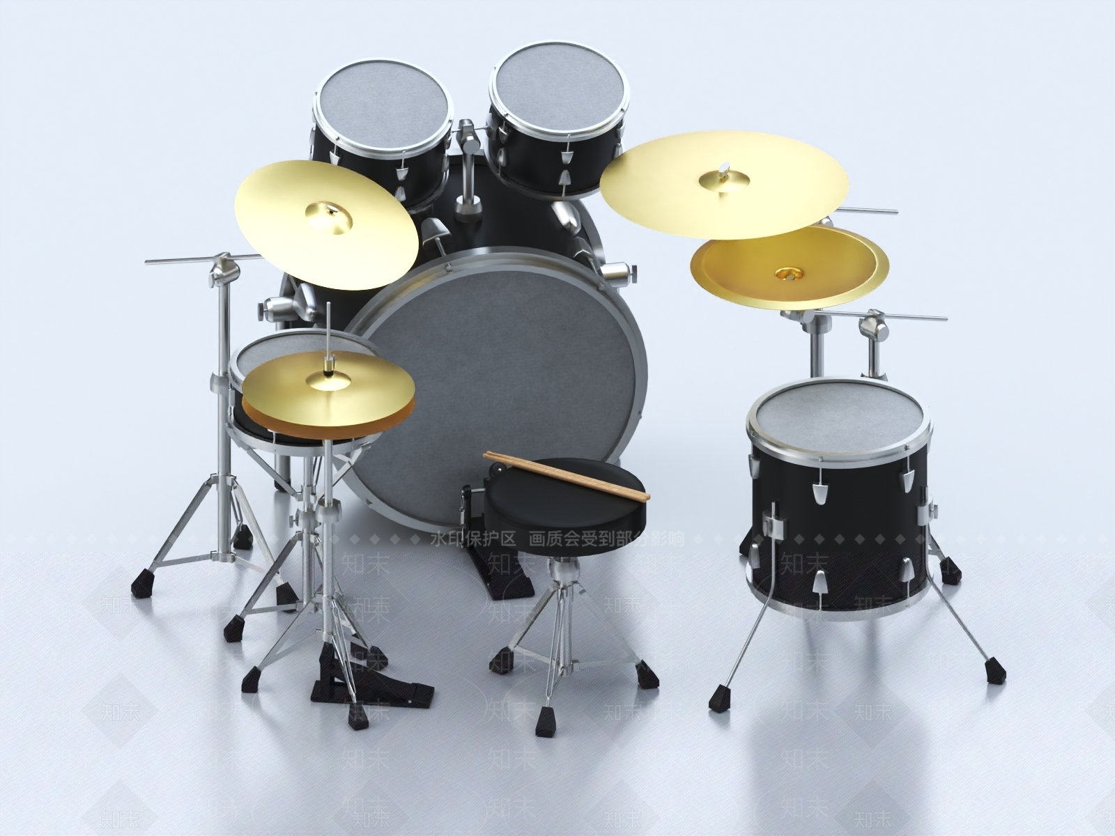 现代架子鼓3D模型下载【ID:1148139221】