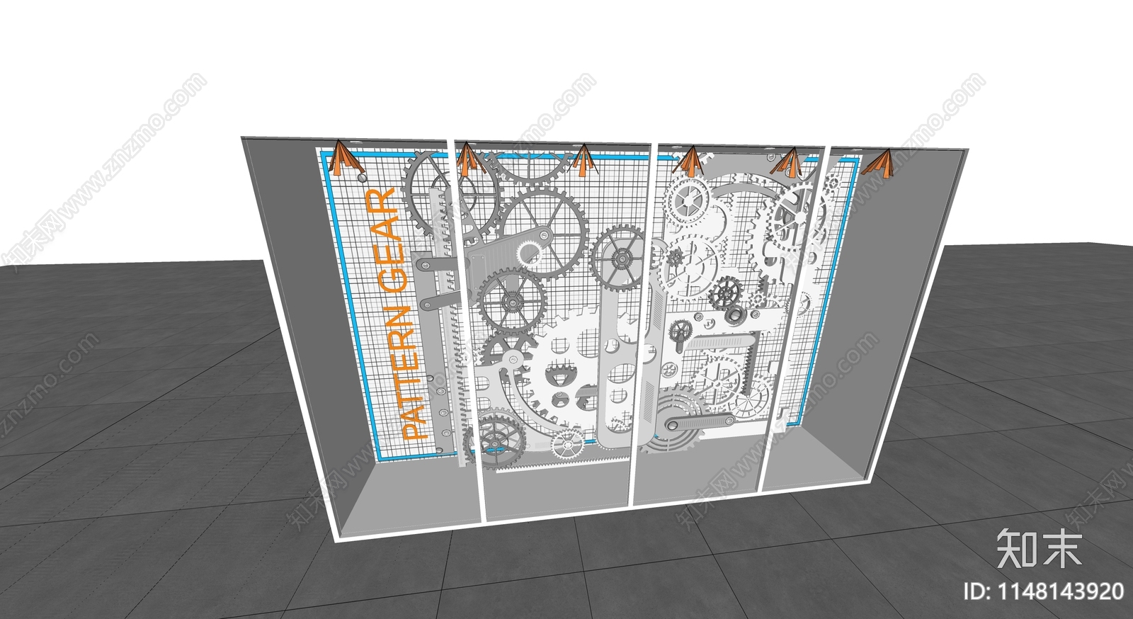 工业齿轮橱窗SU模型下载【ID:1148143920】