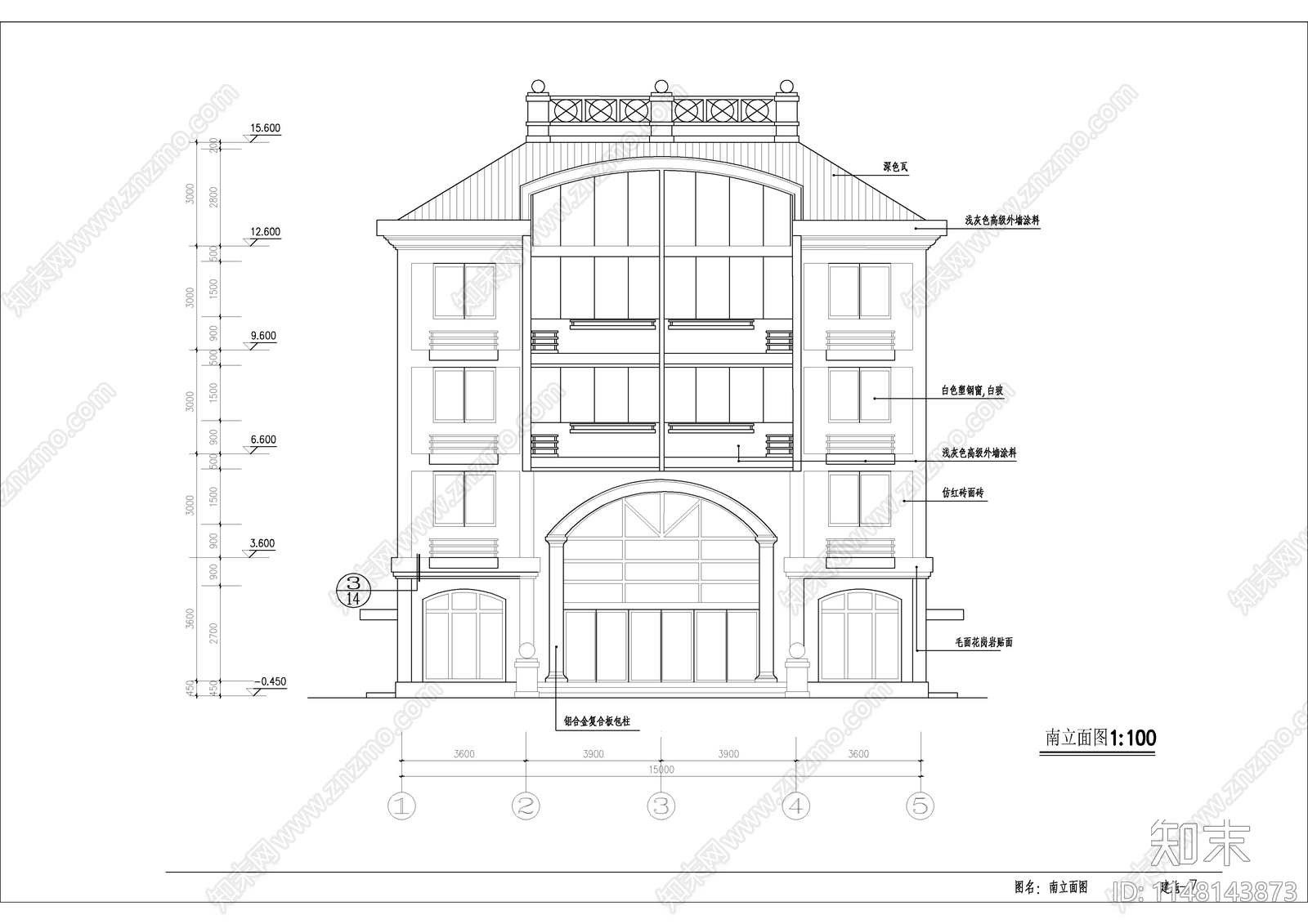 5层自建房建筑cad施工图下载【ID:1148143873】
