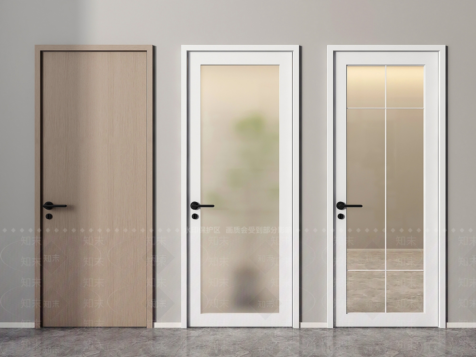 现代磨砂玻璃门SU模型下载【ID:1148144215】